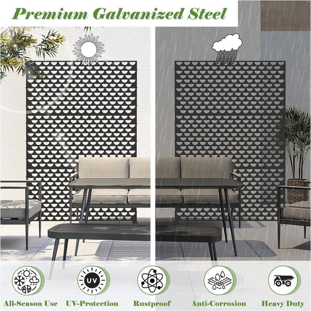 cadeninc 4.03 ft x 5.9 ft Black Steel Privacy Screen Fence Panels - Image 4