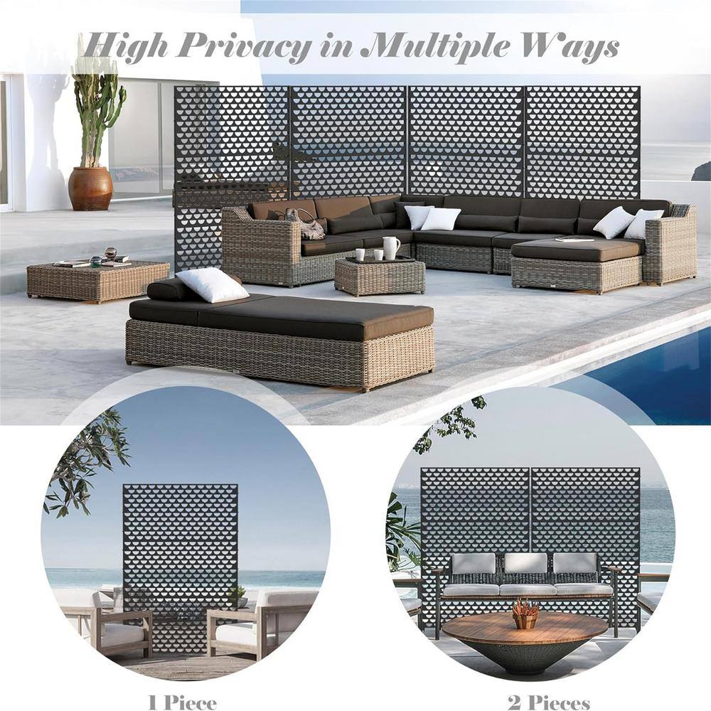 cadeninc 4.03 ft x 5.9 ft Black Steel Privacy Screen Fence Panels - Image 5