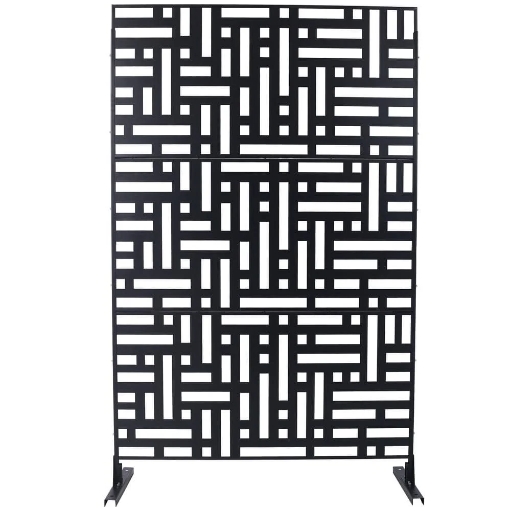 cadeninc 4 ft. x 6.33 ft. Black Steel Privacy Screen Fence Panels