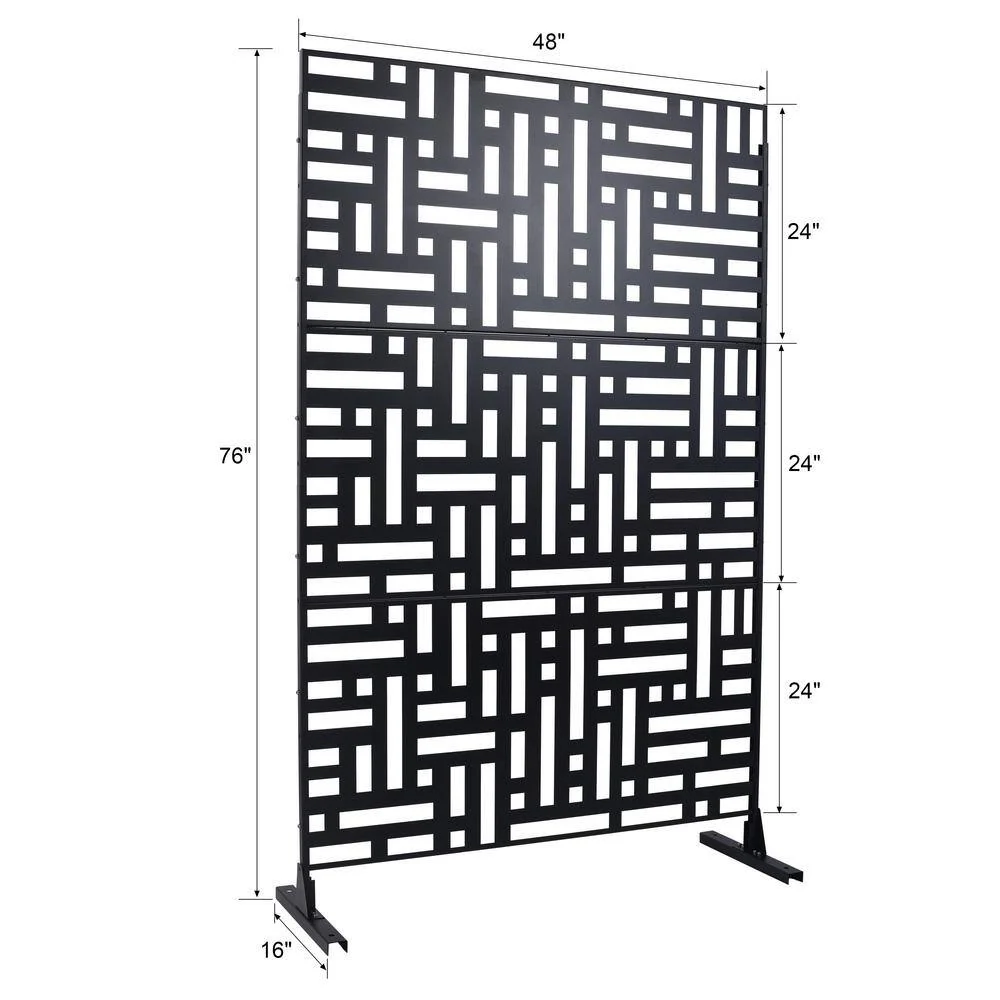 cadeninc 4 ft. x 6.33 ft. Black Steel Privacy Screen Fence Panels - Image 2
