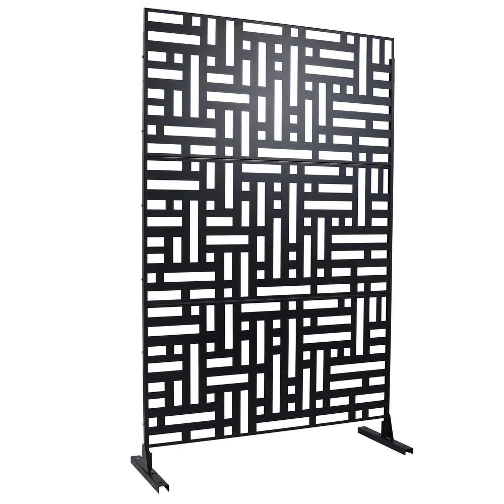 cadeninc 4 ft. x 6.33 ft. Black Steel Privacy Screen Fence Panels - Image 3