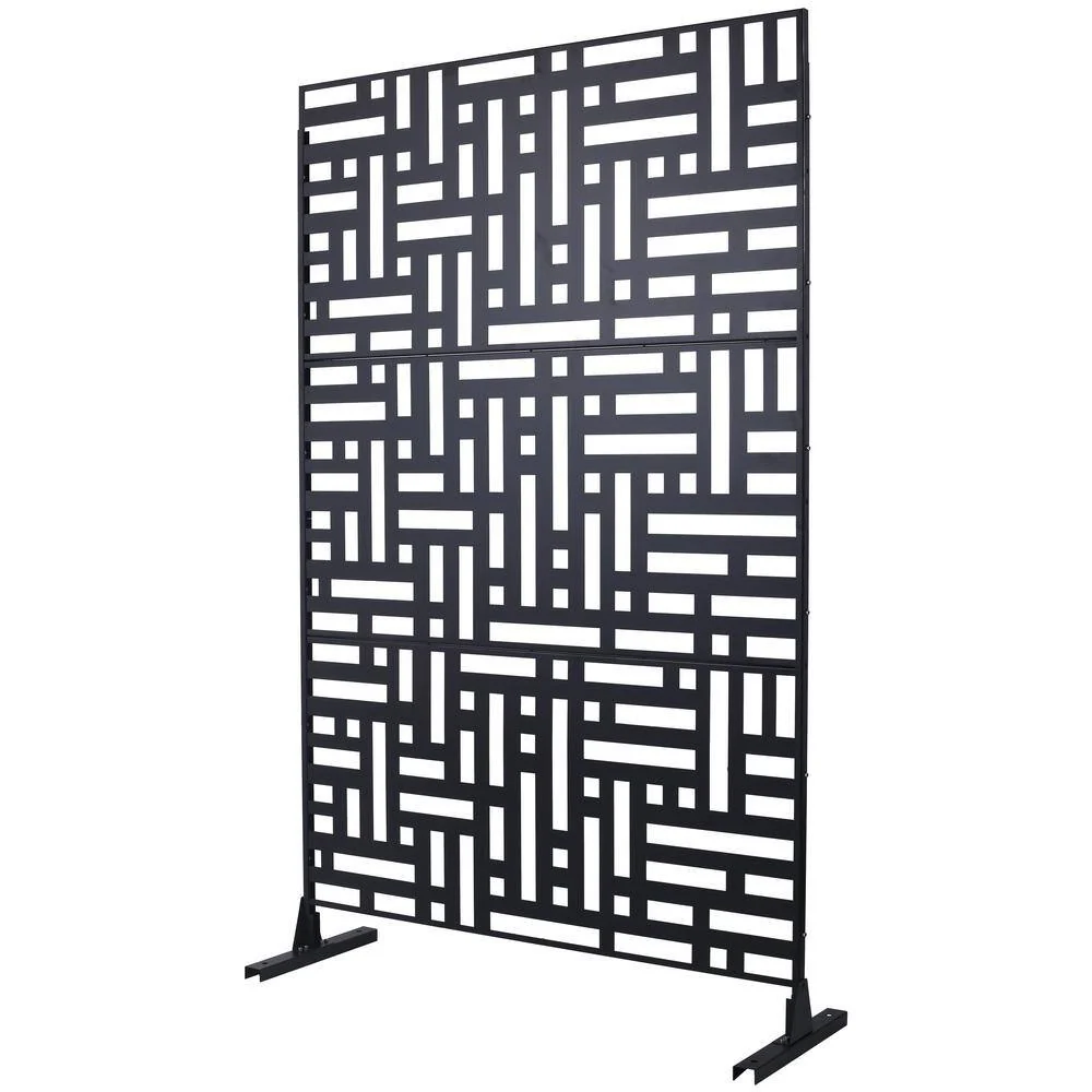cadeninc 4 ft. x 6.33 ft. Black Steel Privacy Screen Fence Panels - Image 4