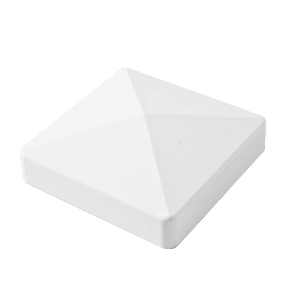 cadeninc 5 in. x 8 ft. White Vinyl Routed Fence Corner Post Set, Caps Included - Image 2
