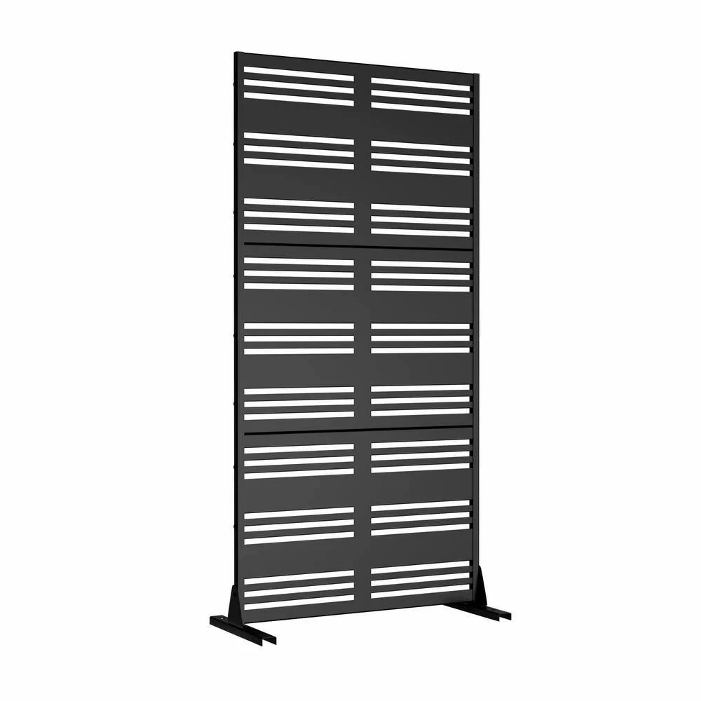 cadeninc Freestanding Metal Privacy Screen Fence Panels, 2.92 ft x 6 ft, Black - Image 3