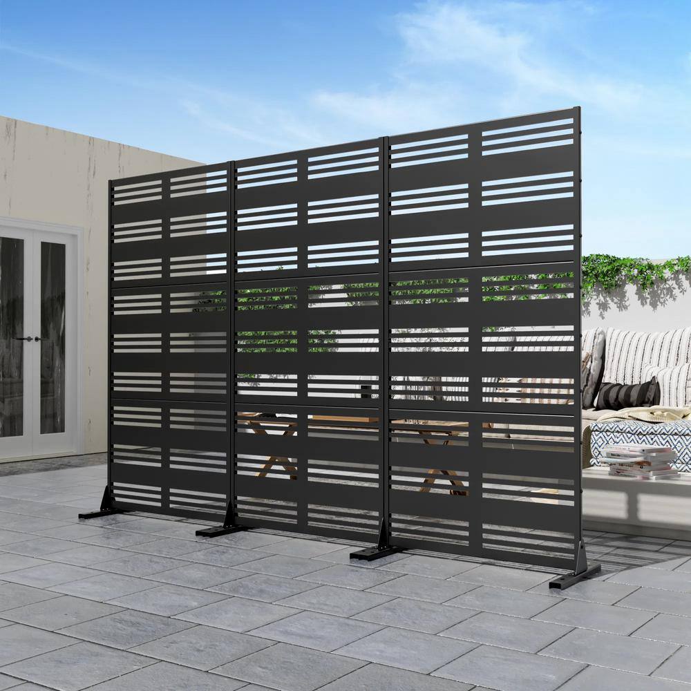 cadeninc Freestanding Metal Privacy Screen Fence Panels, 2.92 ft x 6 ft, Black - Image 4