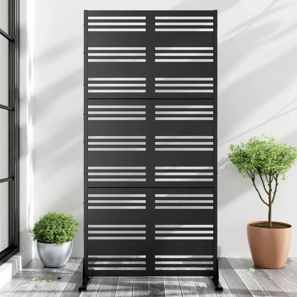 cadeninc Freestanding Metal Privacy Screen Fence Panels, 2.92 ft x 6 ft, Black - Image 5