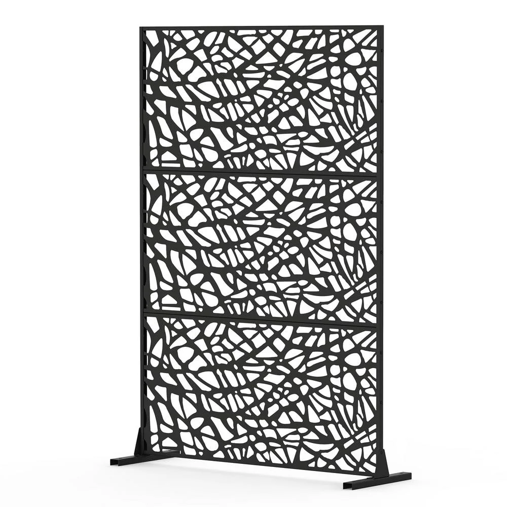 cadeninc Freestanding Steel Privacy Screen Fence Panels - 4.03 ft x 5.9 ft - Black