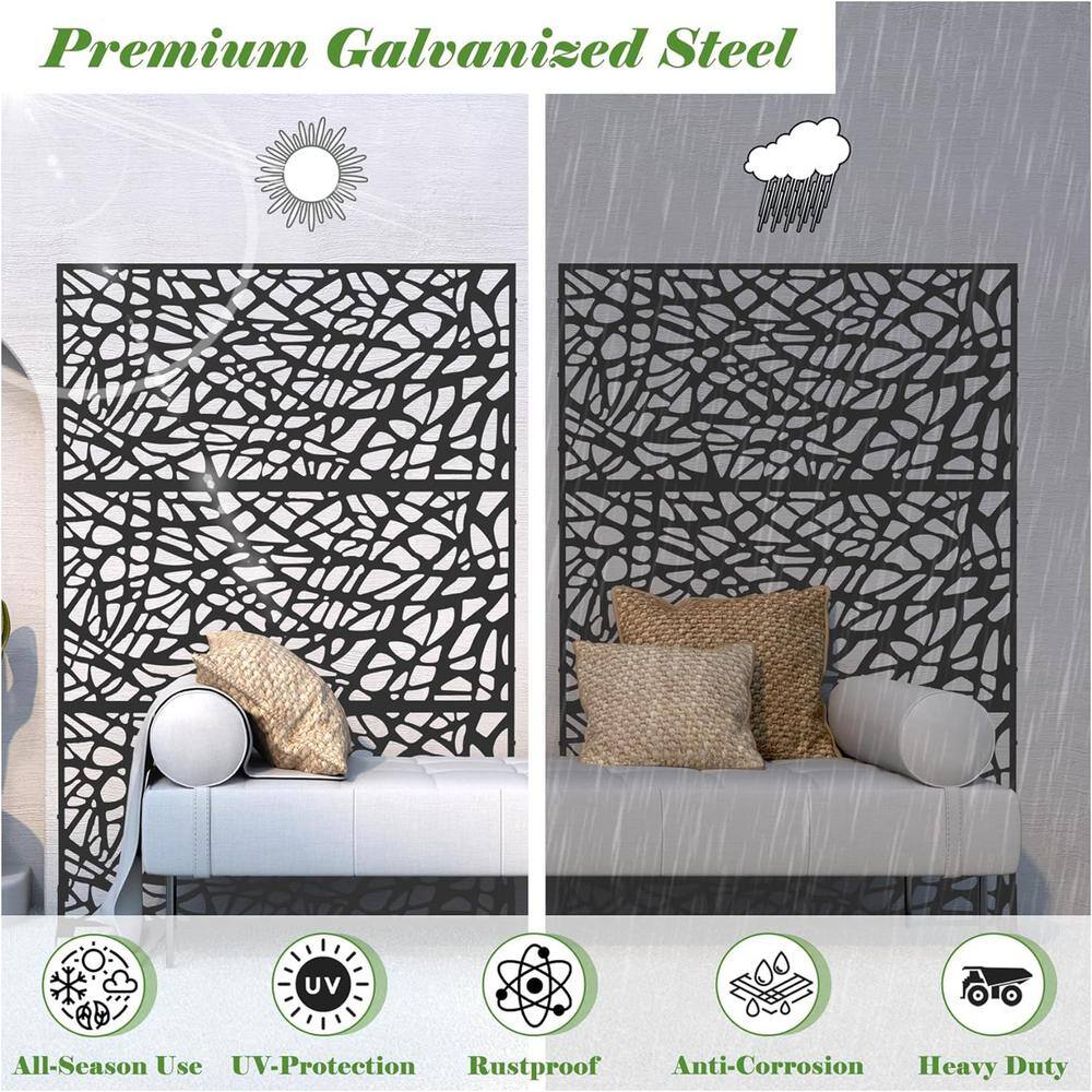 cadeninc Freestanding Steel Privacy Screen Fence Panels - 4.03 ft x 5.9 ft - Black - Image 4