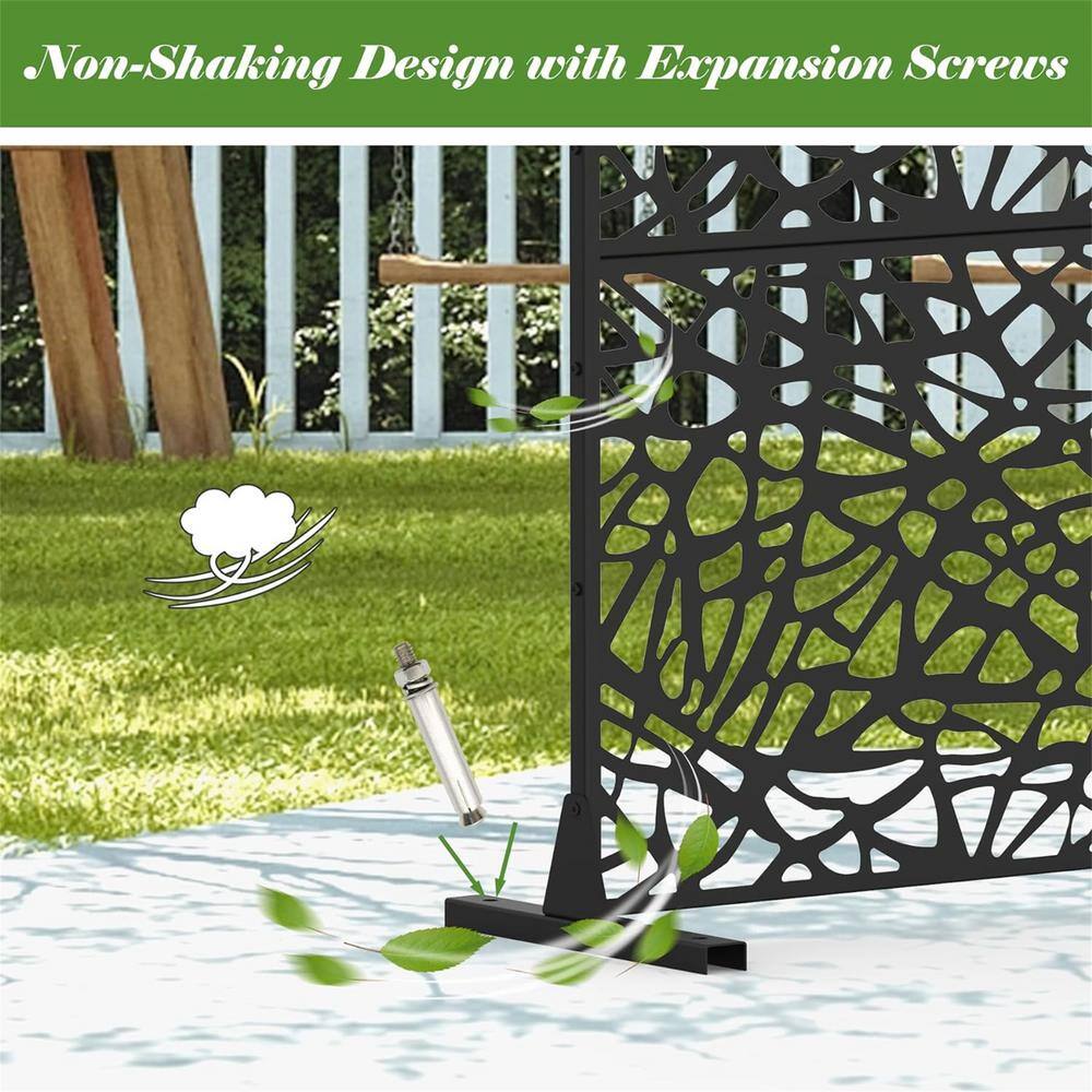 cadeninc Freestanding Steel Privacy Screen Fence Panels - 4.03 ft x 5.9 ft - Black - Image 5