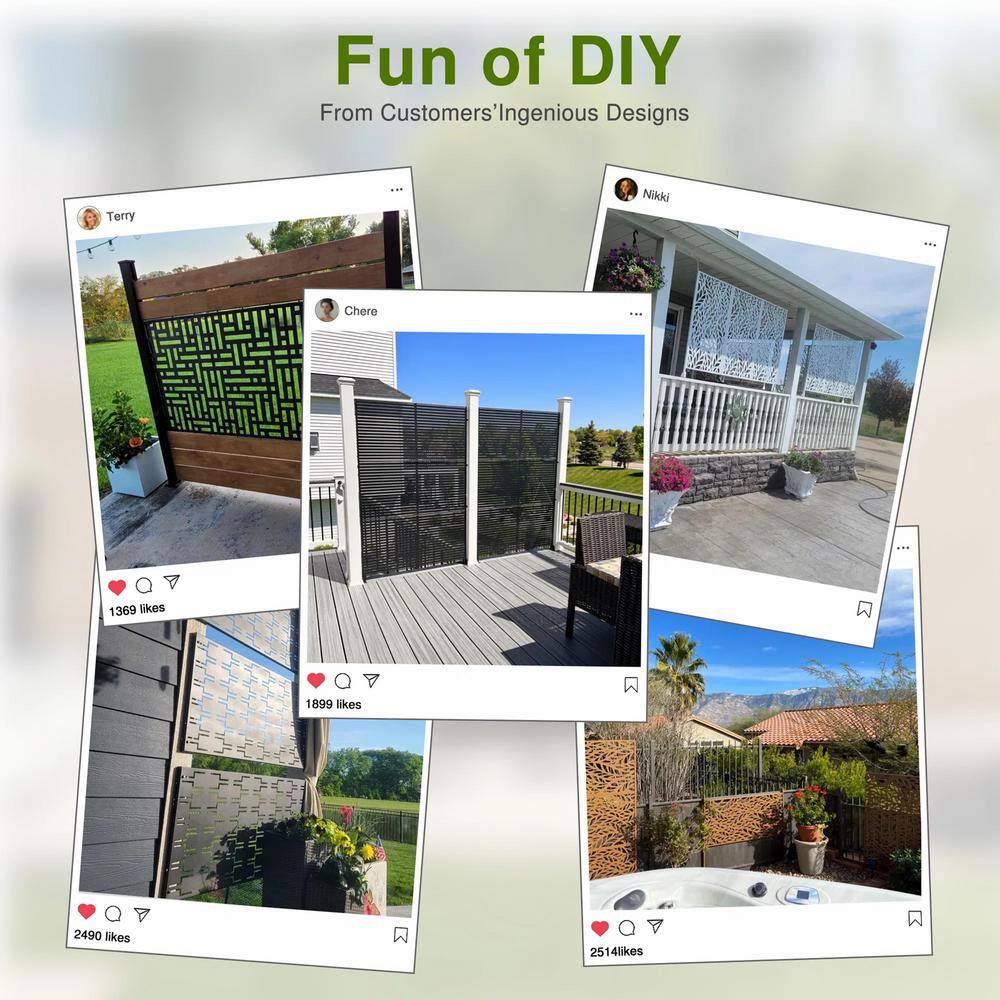cadeninc 3.92 ft. x 6 ft. White Freestanding Metal Privacy Screen Fence Panels - Image 7