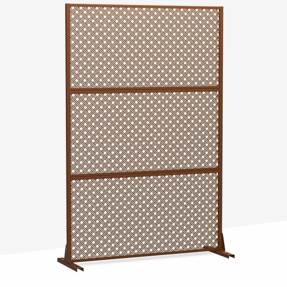 cadeninc Metal Privacy Screen, 3.92 ft. x 6 ft. Freestanding Fence Panels, Brown - Image 3