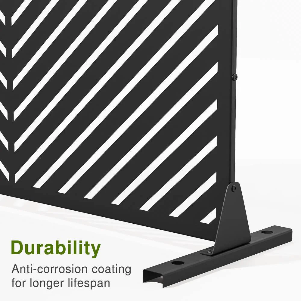 cadeninc Metal Privacy Screen: Freestanding 3.92 x 6 ft. Outdoor & Indoor Fence Panel in Black - Image 5