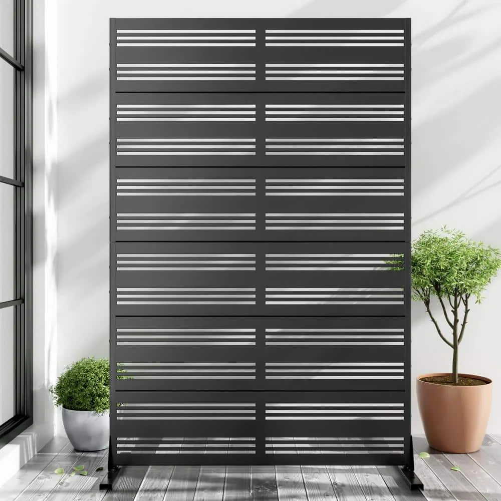 cadeninc Outdoor and Indoor Black Metal Privacy Screen Fence Panels, 3.92 ft. x 6 ft. - Image 4