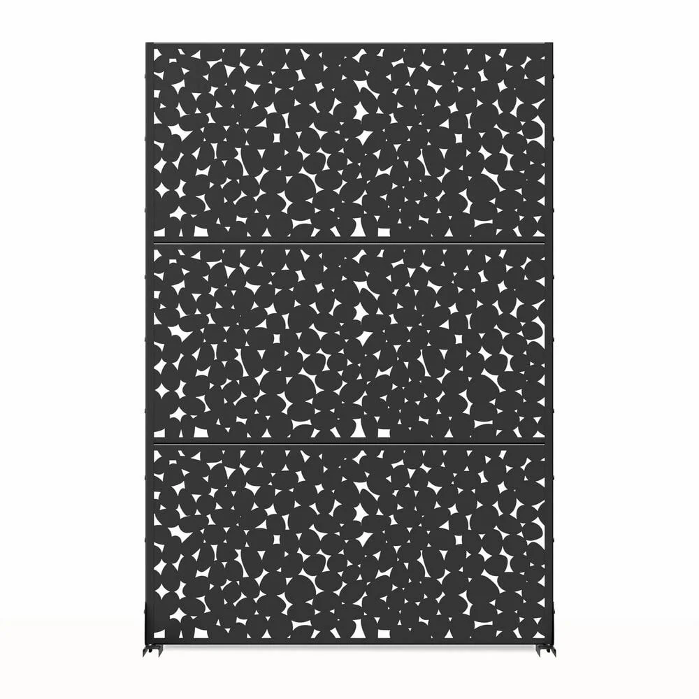 cadeninc Outdoor and Indoor Freestanding Metal Privacy Screen, Black, 3.92 ft. x 6 ft.
