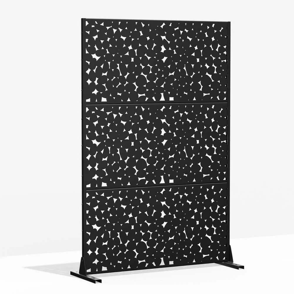 cadeninc Outdoor and Indoor Freestanding Metal Privacy Screen, Black, 3.92 ft. x 6 ft. - Image 3