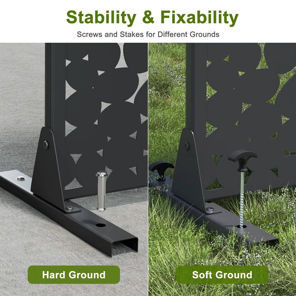 cadeninc Outdoor and Indoor Freestanding Metal Privacy Screen, Black, 3.92 ft. x 6 ft. - Image 5