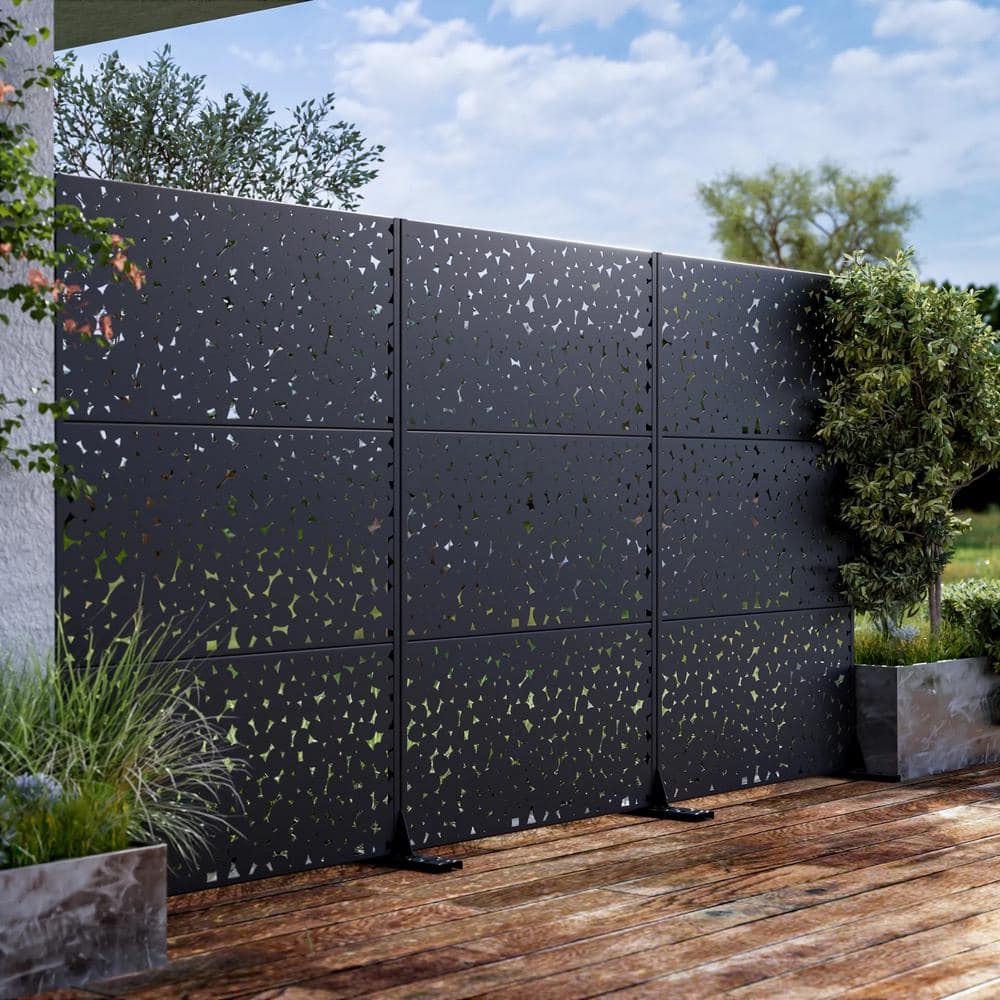 cadeninc Outdoor and Indoor Freestanding Metal Privacy Screen, Black, 3.92 ft. x 6 ft. - Image 6