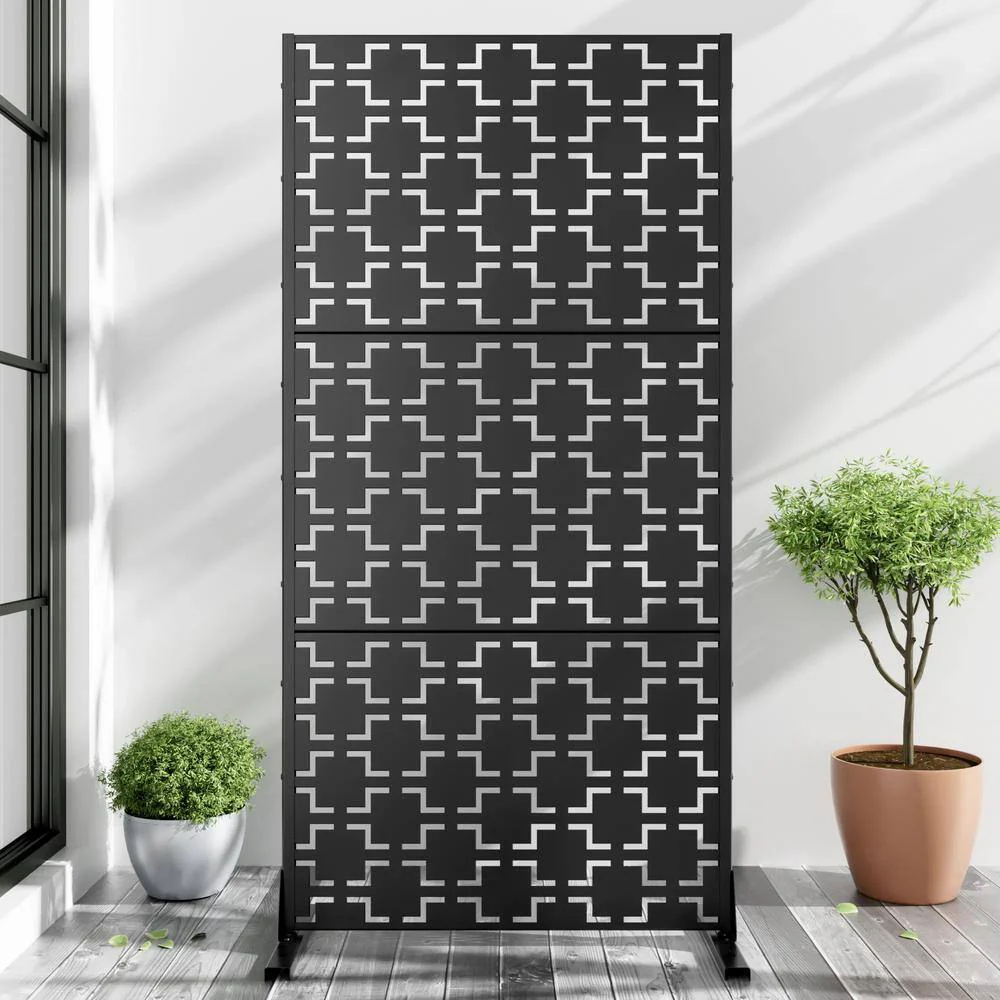 cadeninc Outdoor & Indoor Metal Privacy Screen - 2.92 ft x 6 ft, Black - Image 6