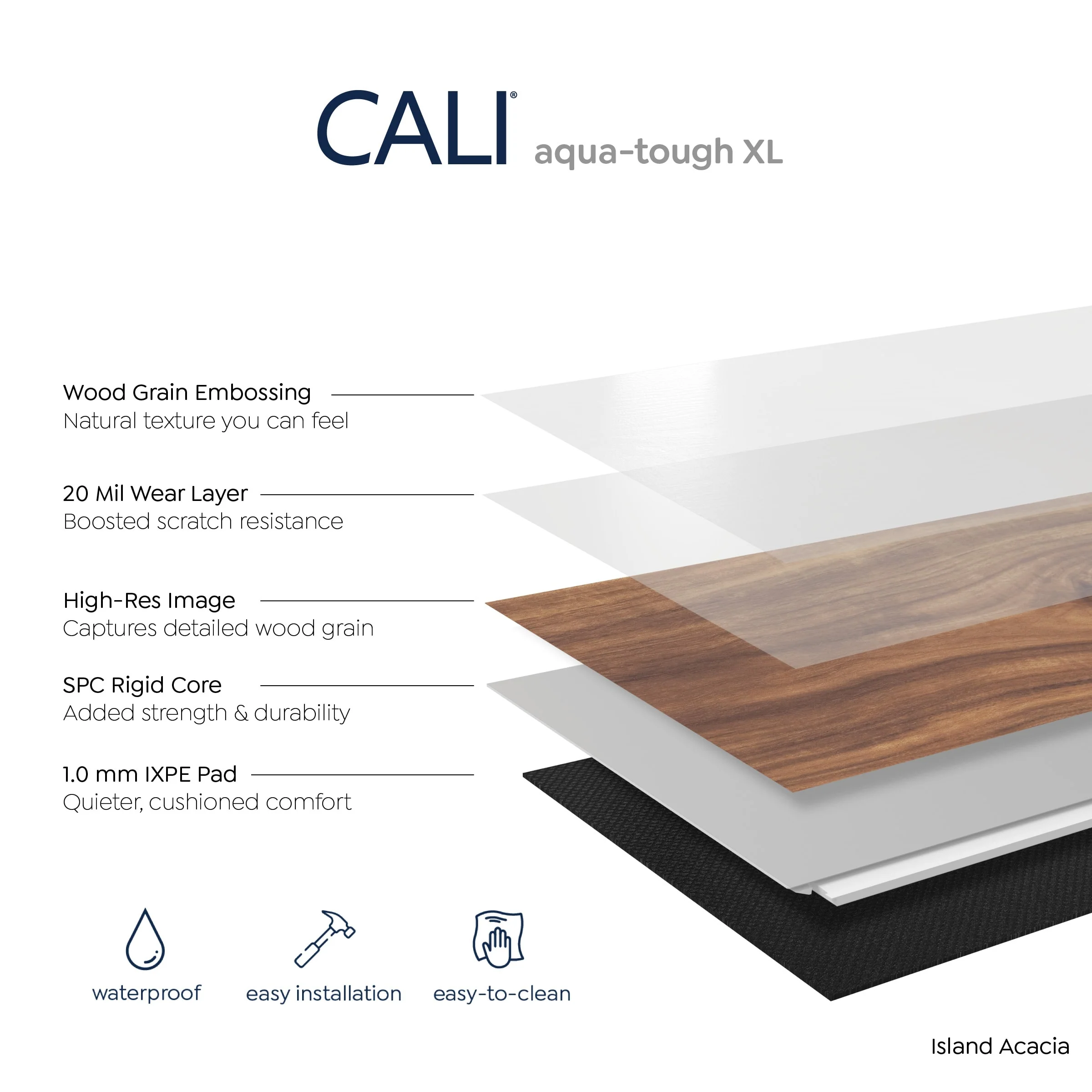 CALI Aqua Tough XL Island Acacia 20-mil x 9-in W x 60-in L Waterproof Interlocking Luxury Vinyl Plank Flooring - Image 5