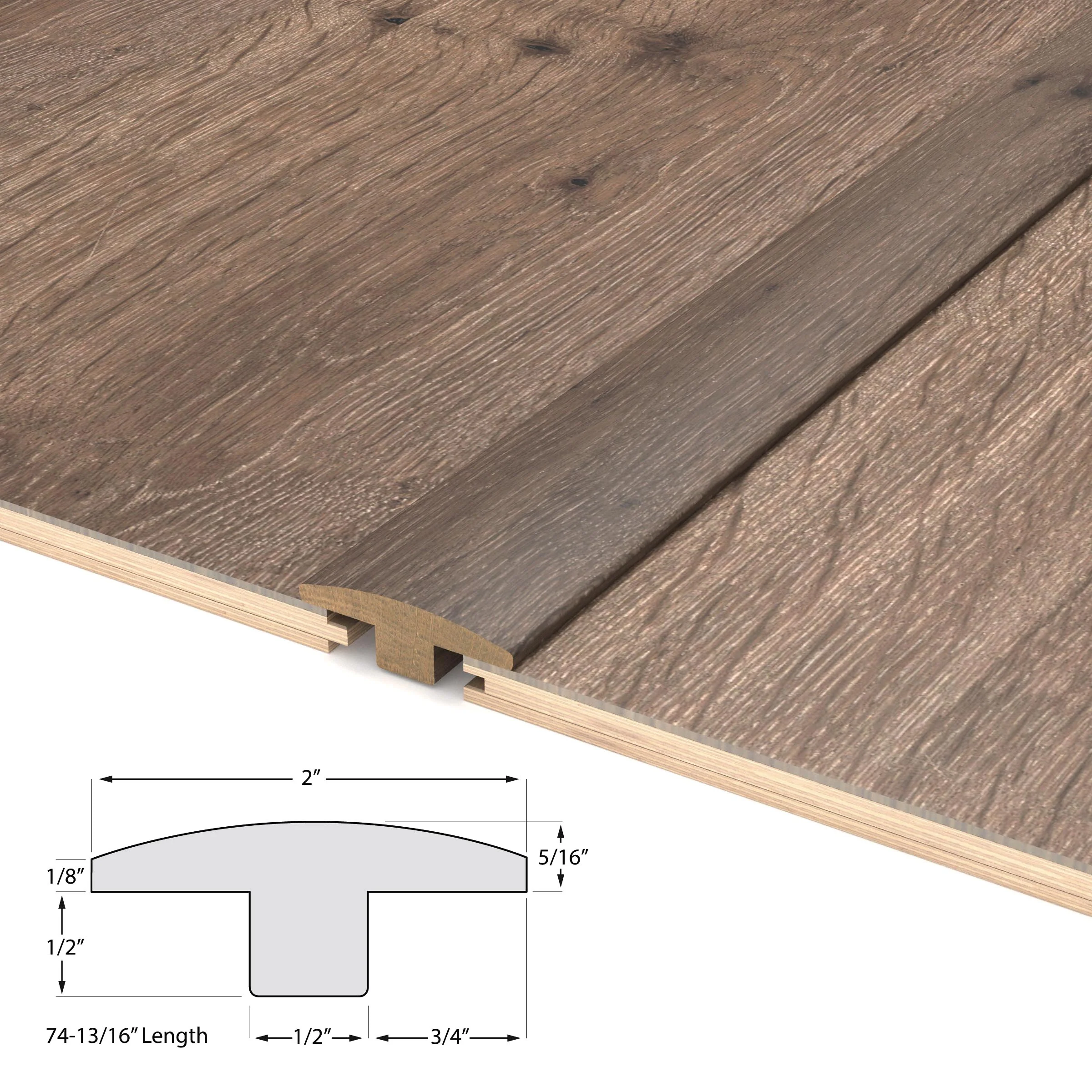 Cali Hardwoods 2.17-in x 75.2-in Carmel Valley Wood Floor T-Moulding - Image 2