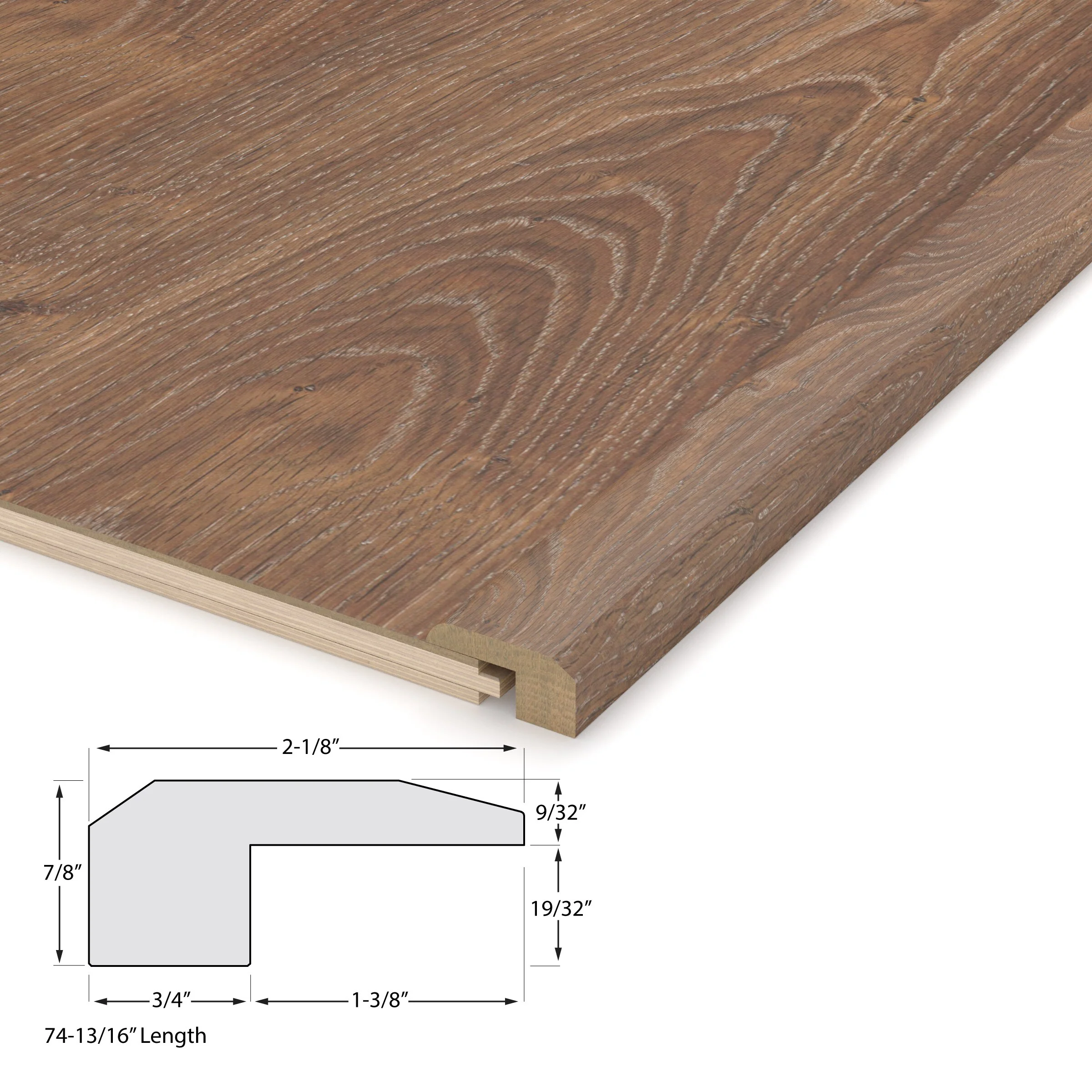 CALI Hardwoods Meritage Knotty Barrel Wood Floor Threshold, 2.32-in W x 75.2-in L - Image 2