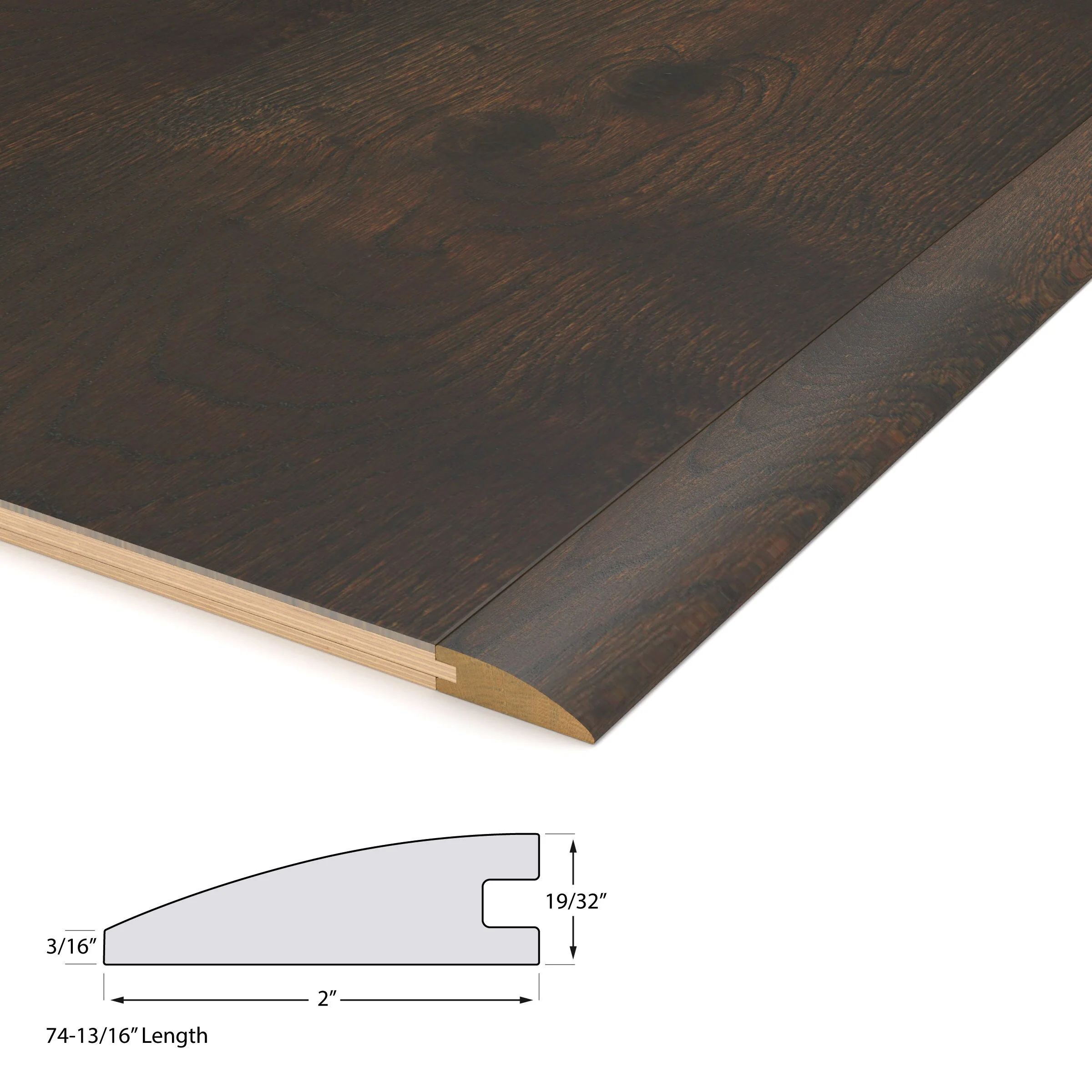 CALI Hardwoods Meritage Syrah Wood Floor Reducer, 2.17-in W x 75.2-in L - Image 2