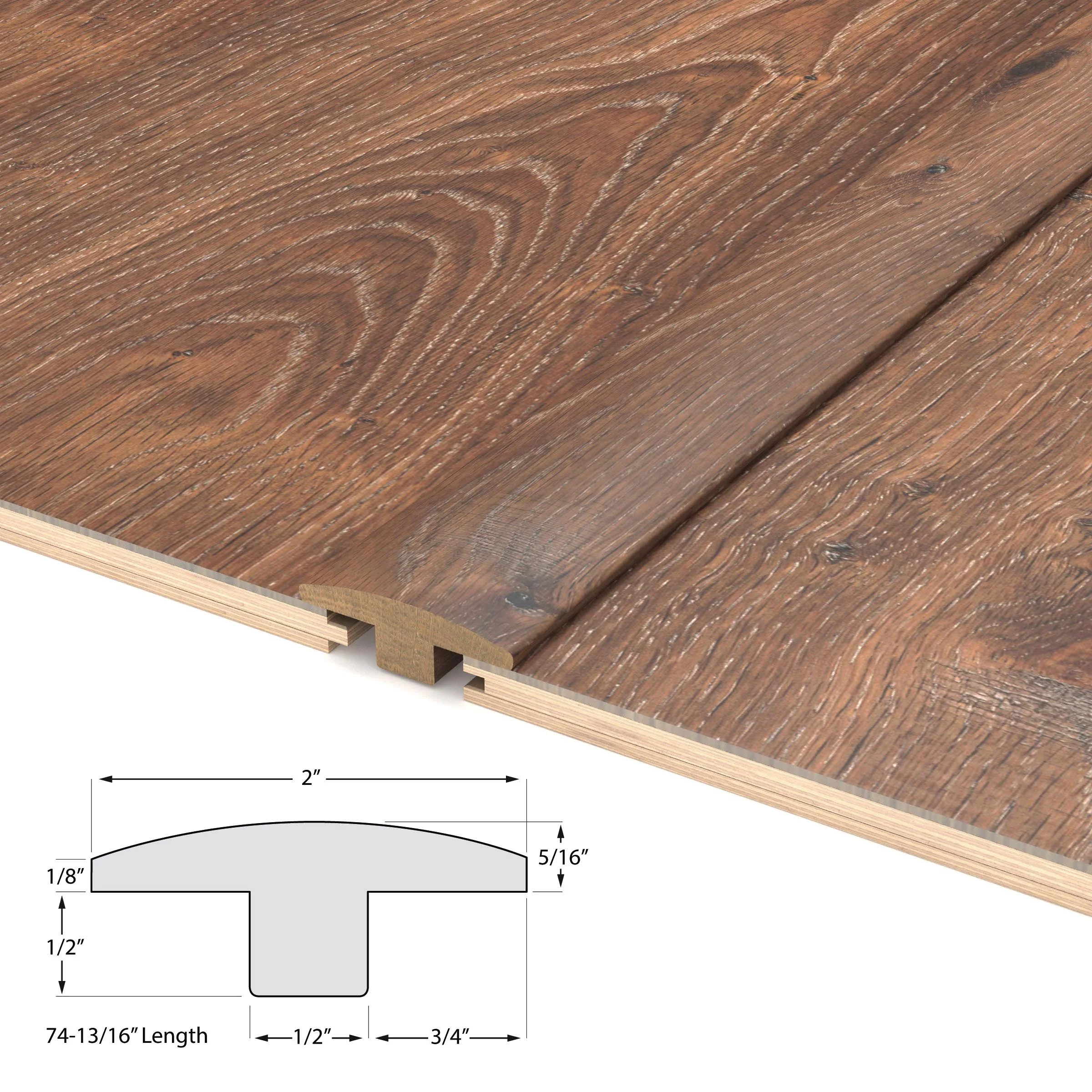 CALI Knotty Barrel 0.98-in T x 2.17-in W x 75.2-in L Wood Floor T-moulding - Image 2