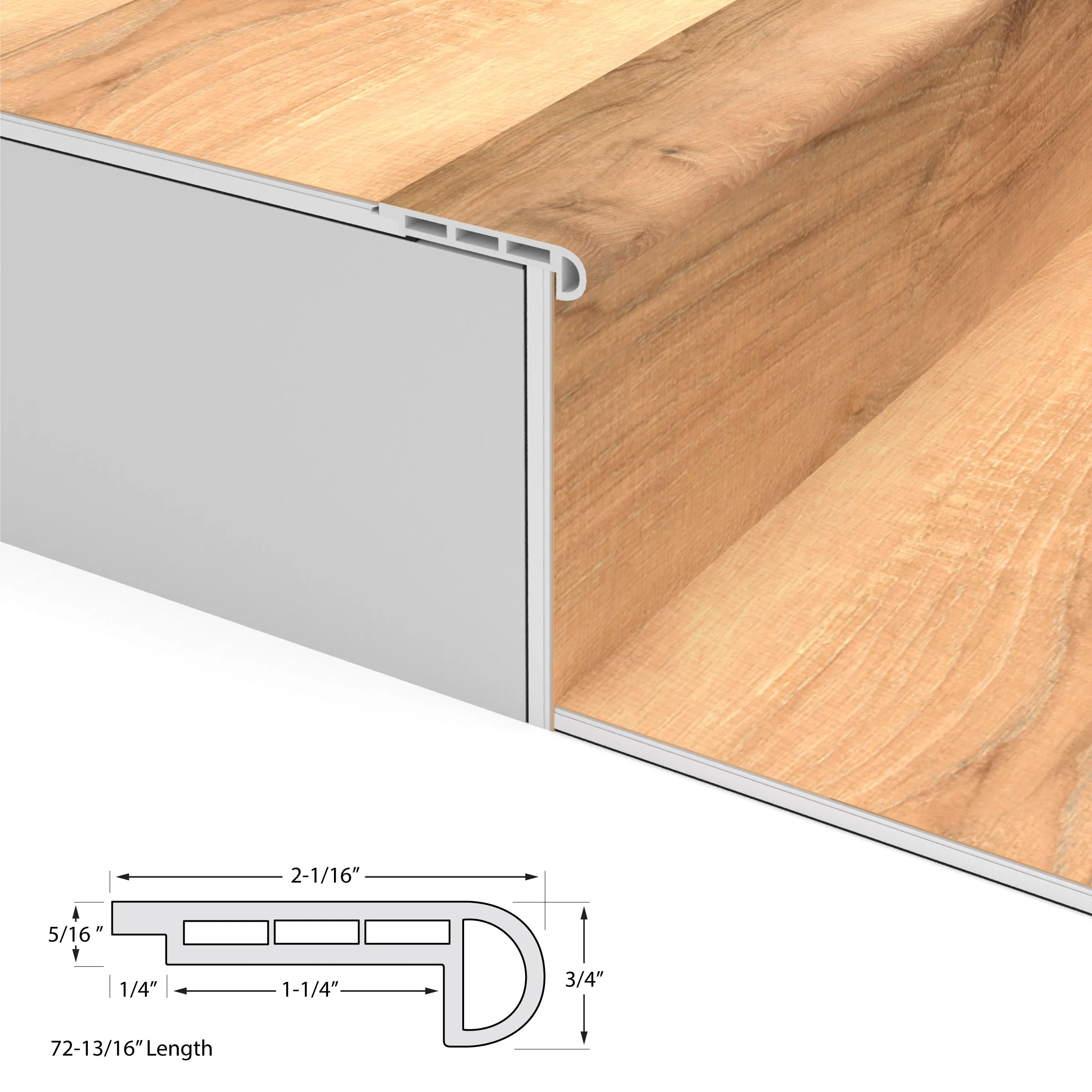 CALI Long-Board Vinyl Pro 2.06-in x 72.83-in North Shore Oak Prefinished Stair Nosing - Image 3