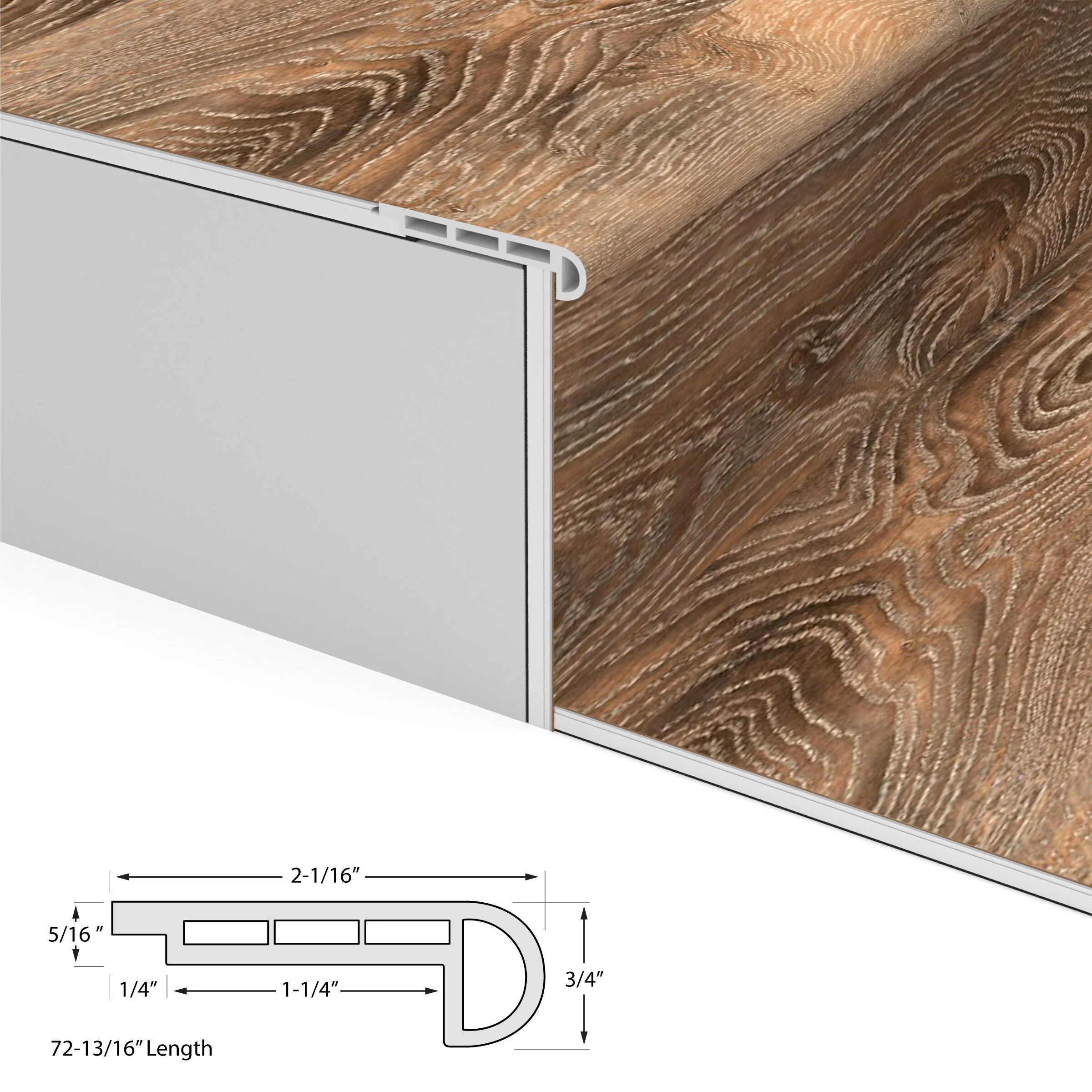 CALI Long-Board Vinyl Pro 2.06-in x 72.83-in Osprey Oak Prefinished Stair Nosing - Image 2