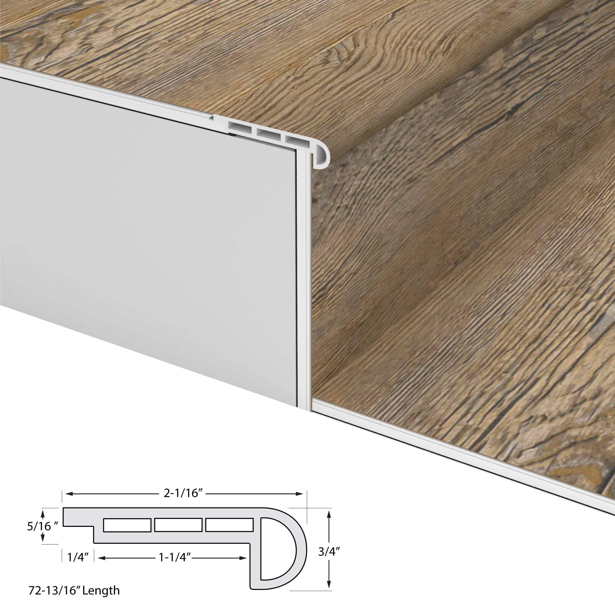 CALI Long-Board Vinyl Pro 2.06-in x 72.83-in Point Break Pine Prefinished Stair Nosing - Image 2