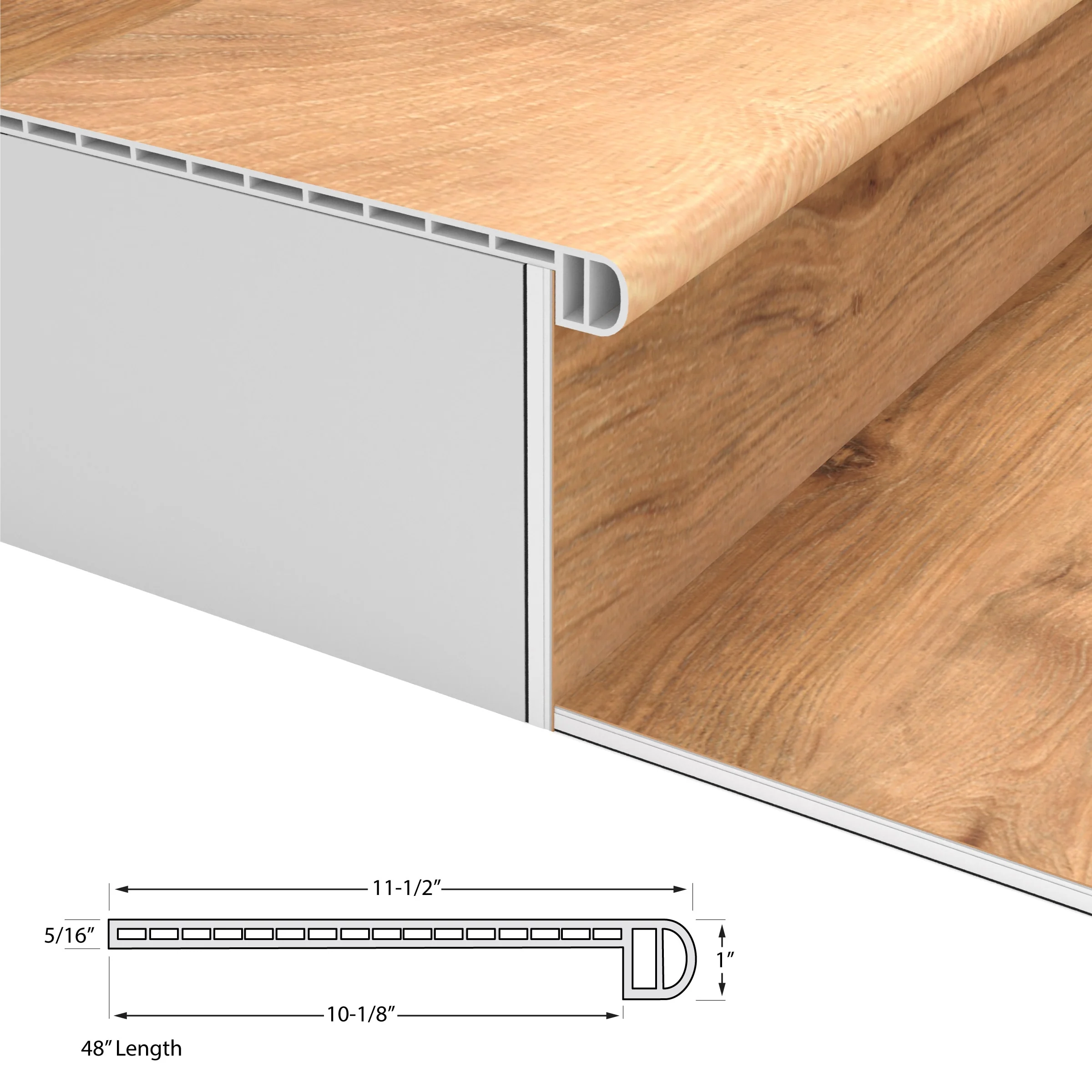 CALI Longboard Vinyl Pro 11.5-in x 48-in North Shore Oak Prefinished Stair Tread - Image 2