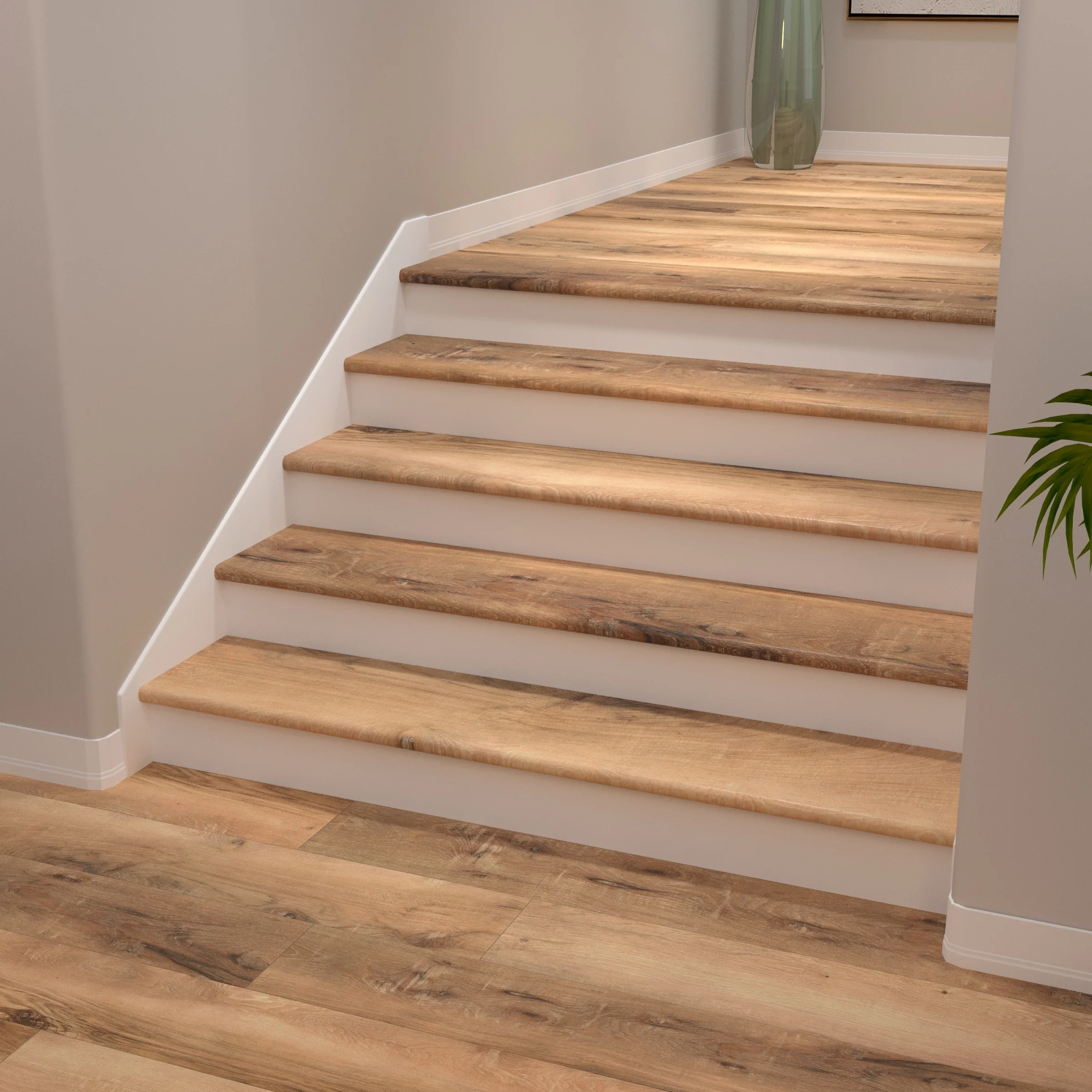 CALI Longboard Vinyl Pro 11.5-in x 48-in North Shore Oak Prefinished Stair Tread - Image 4