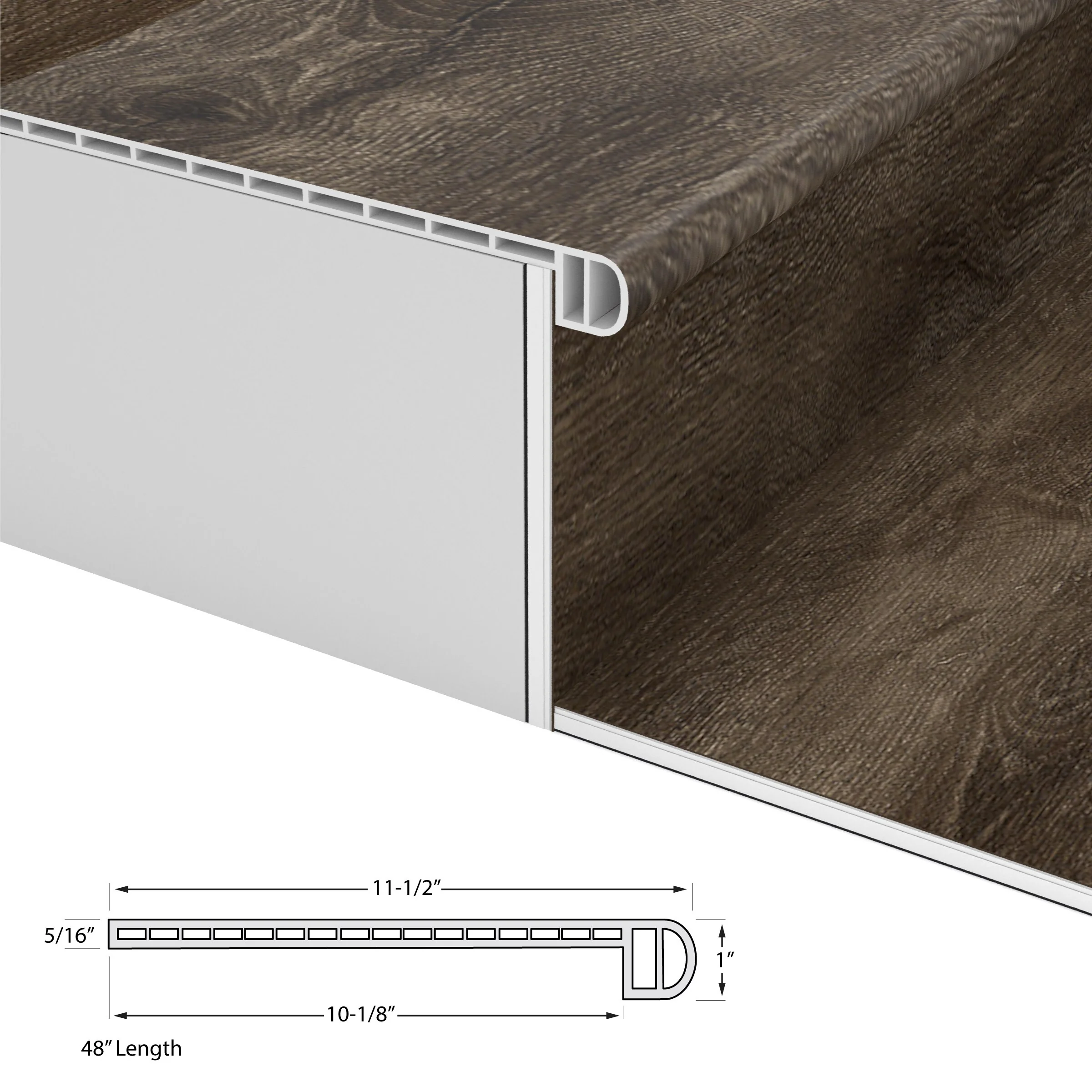 CALI Longboards Vinyl Pro 11.5-in x 48-in Offshore Oak Stair Tread - Image 2