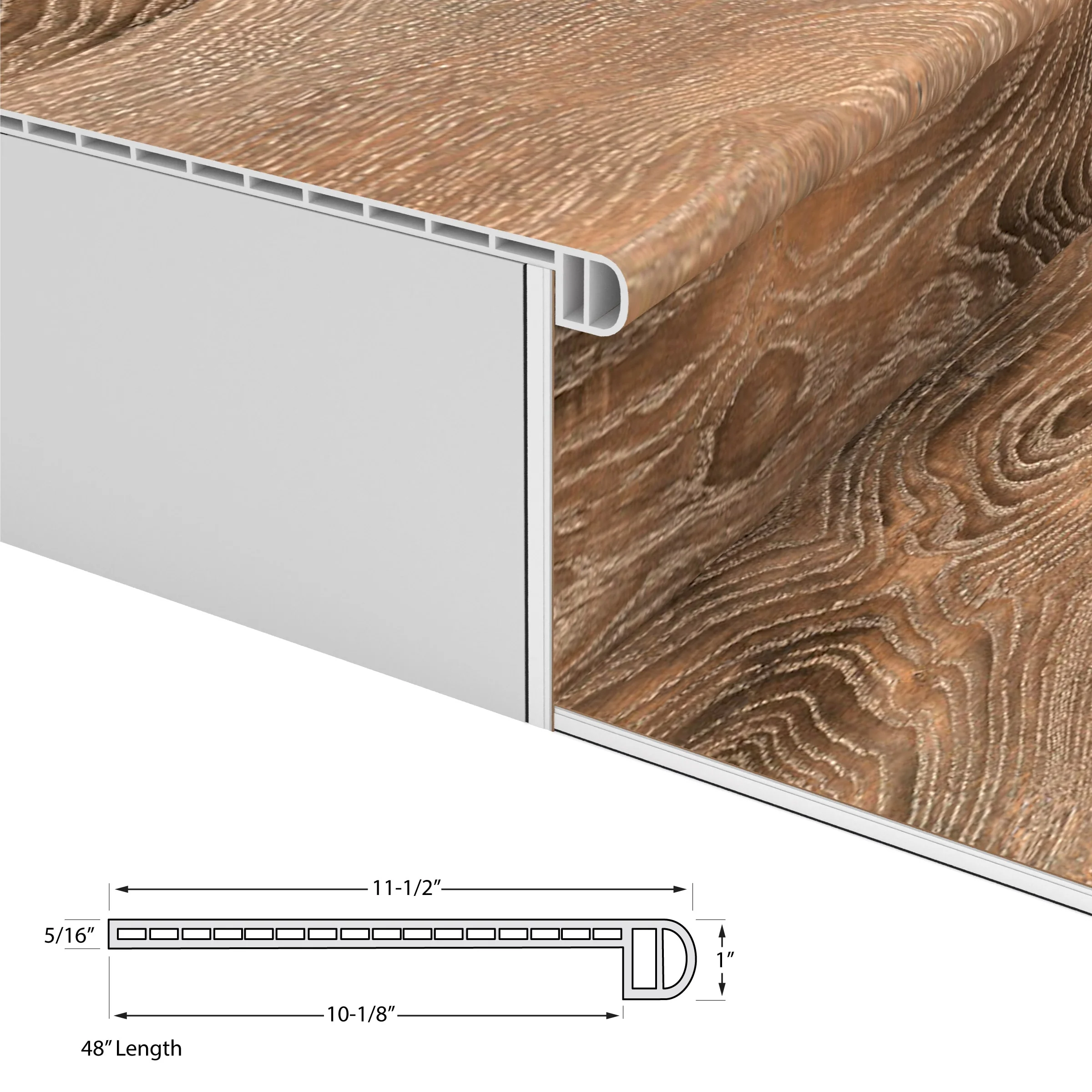 CALI Longboards Vinyl Pro 11.5-in x 48-in Osprey Oak Stair Tread - Image 2