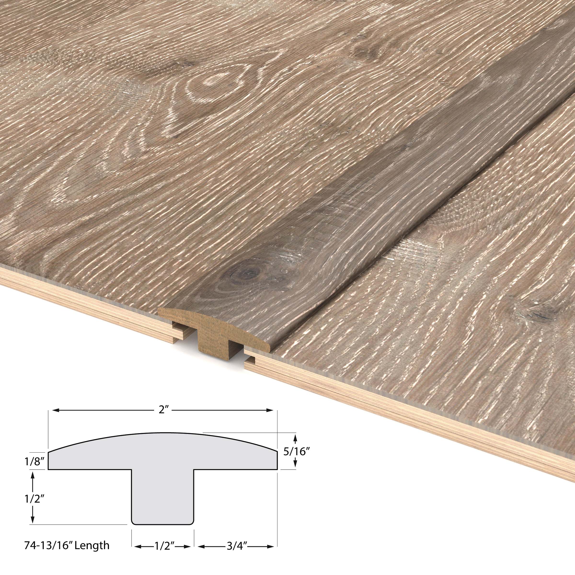 CALI Mendocino 0.98-in T x 2.17-in W x 75.2-in L Wood Floor T-moulding - Image 2