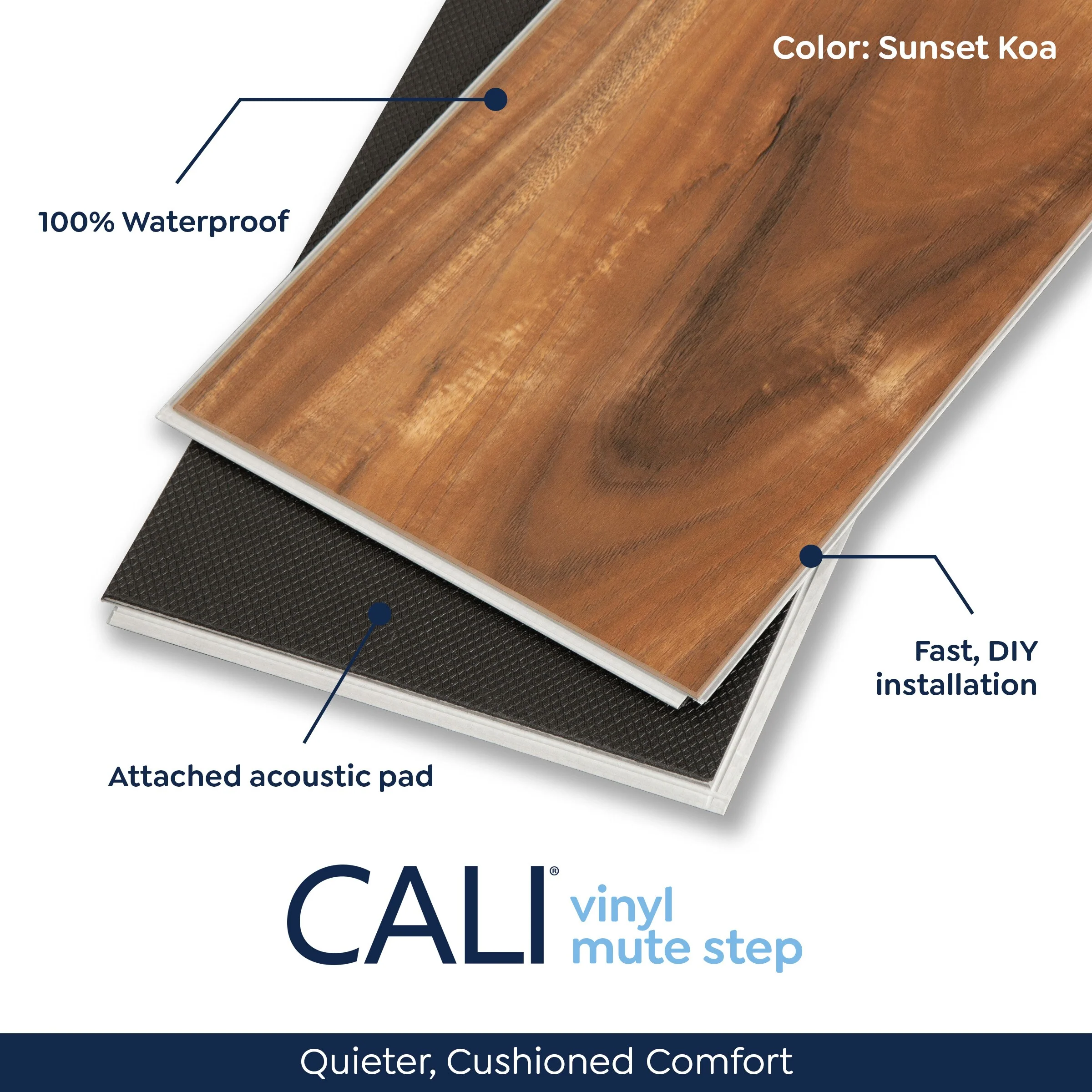 CALI Mute Step Sunset Koa 6.5-mm x 7-in W x 48-in L Waterproof Luxury Vinyl Plank Flooring (24.03-sq ft/case) - Image 3