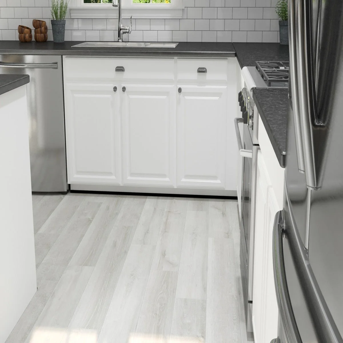 CALI Mute Step White Aspen 20-mil x 7-in W x 48-in L Waterproof Interlocking Luxury Vinyl Plank Flooring - Image 8