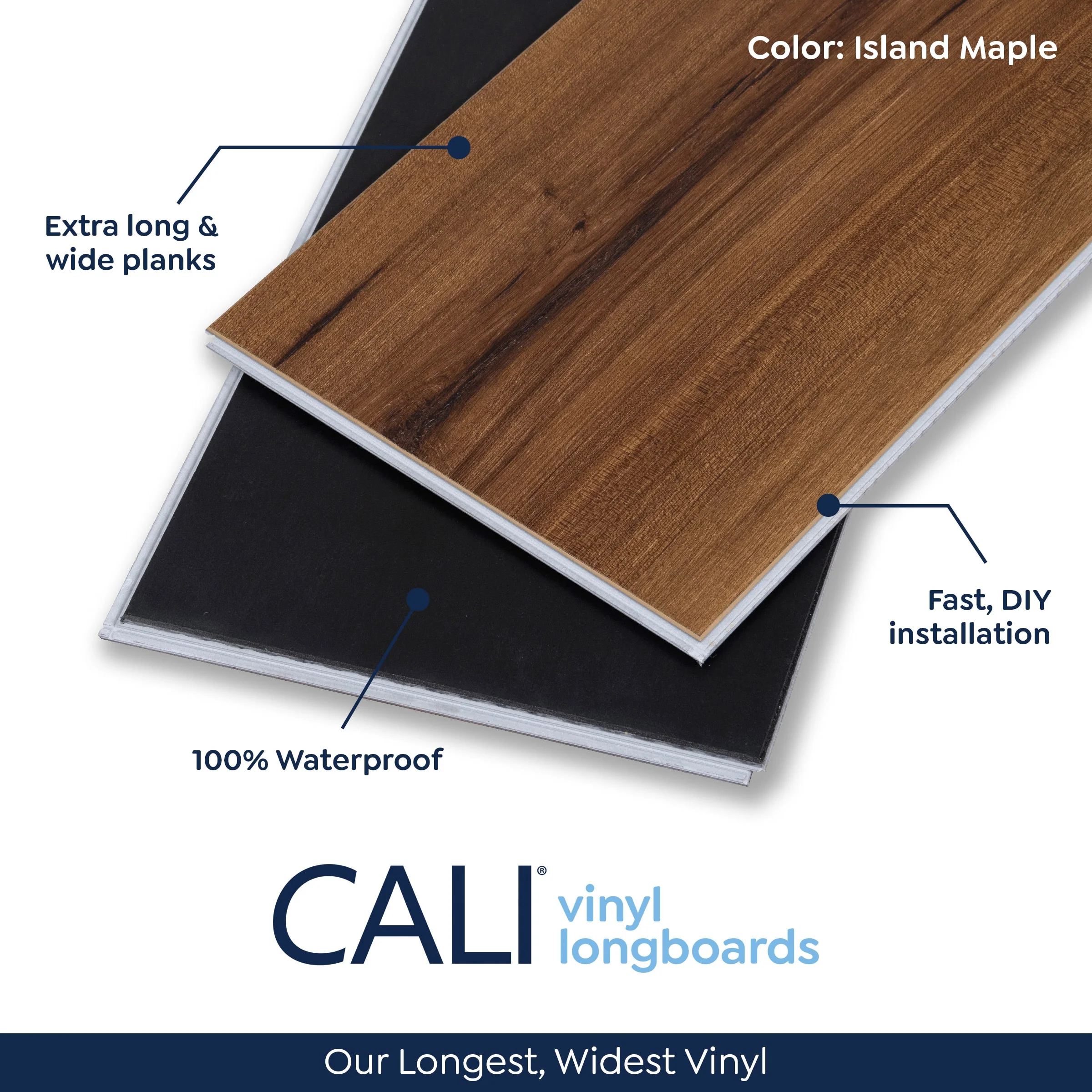 CALI (Sample) Longboards Island Maple Waterproof Wood Look Interlocking or Glue Down Luxury Vinyl Plank - Image 4