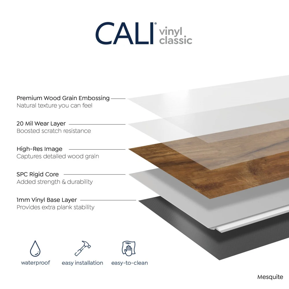 CALI Vinyl Pro Classic 10-Piece 7.12-in x 48-in Mesquite Luxury Vinyl Plank Flooring, 20‑mil Wear Layer (23.77 sq ft/carton) - Image 4