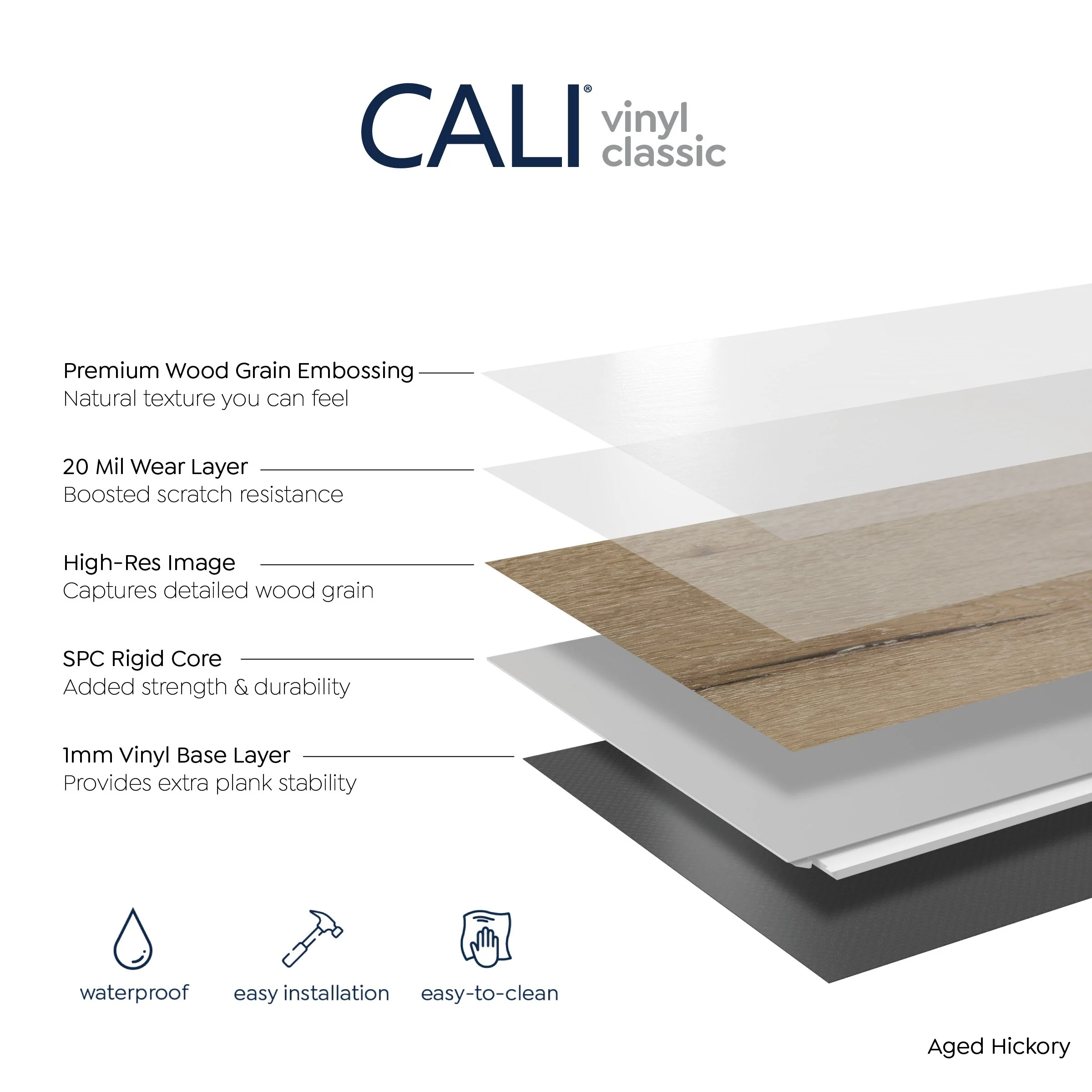 CALI Vinyl Pro Classic Aged Hickory Luxury Vinyl Plank Flooring, 10-Piece Carton, 7.12-in W x 48-in L, 20-mil Wear Layer (23.77 sq ft) - Image 4