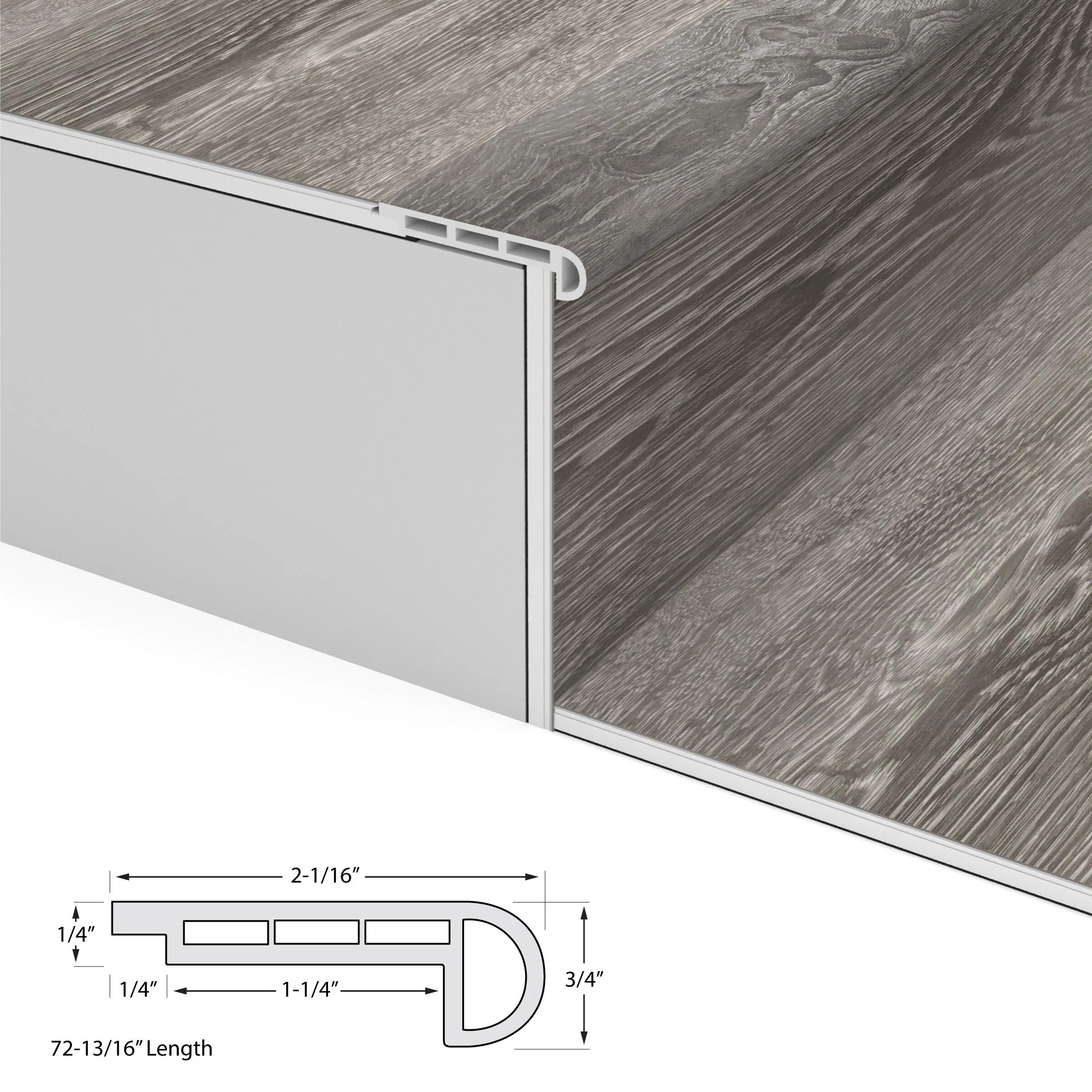 CALI Vinyl Pro with Mute Step 2.06-in x 72-in Breakwater Oak Prefinished Stair Nosing - Image 3