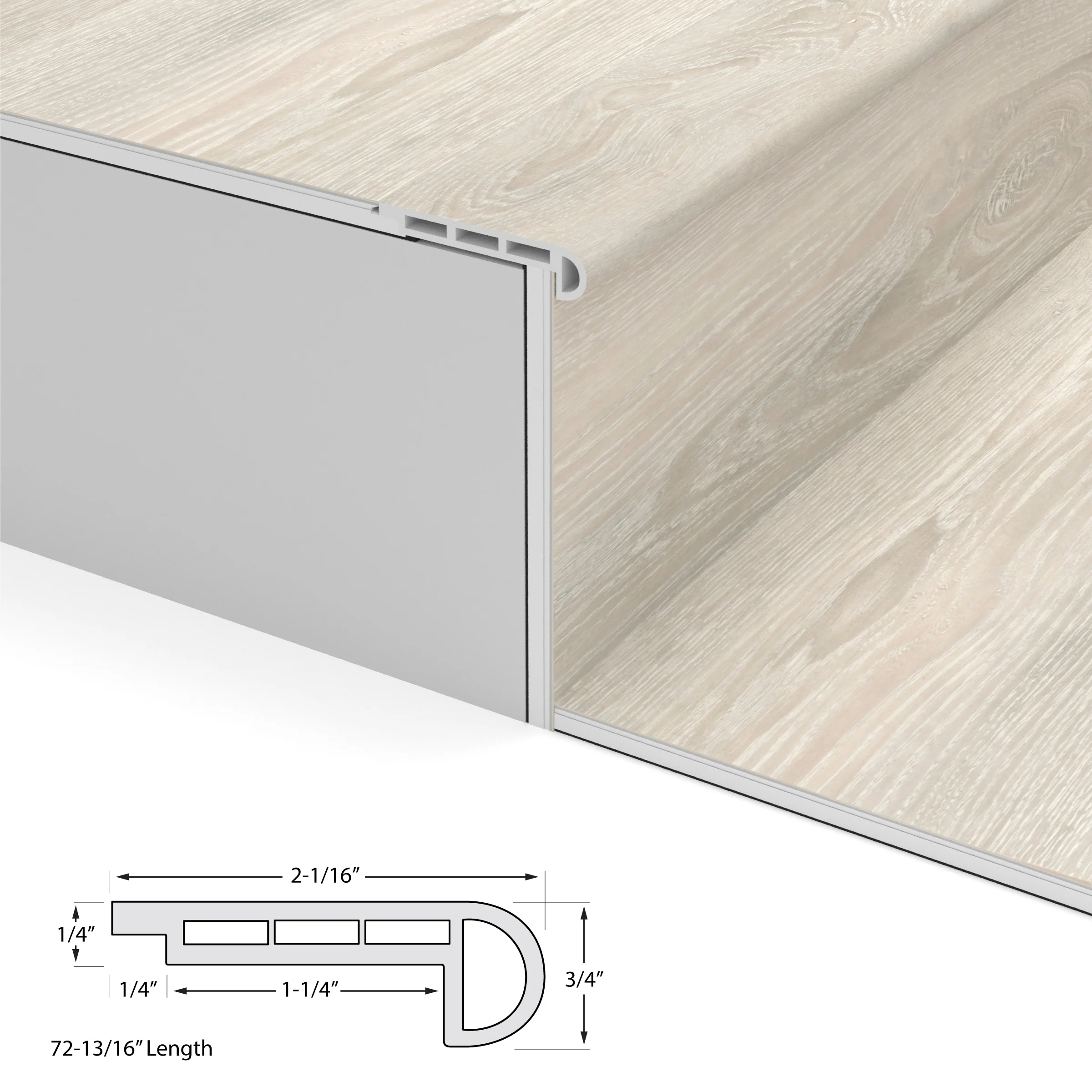 CALI Vinyl Pro with Mute Step 2.06-in x 72-in Castaway Oak Prefinished Stair Nosing - Image 3