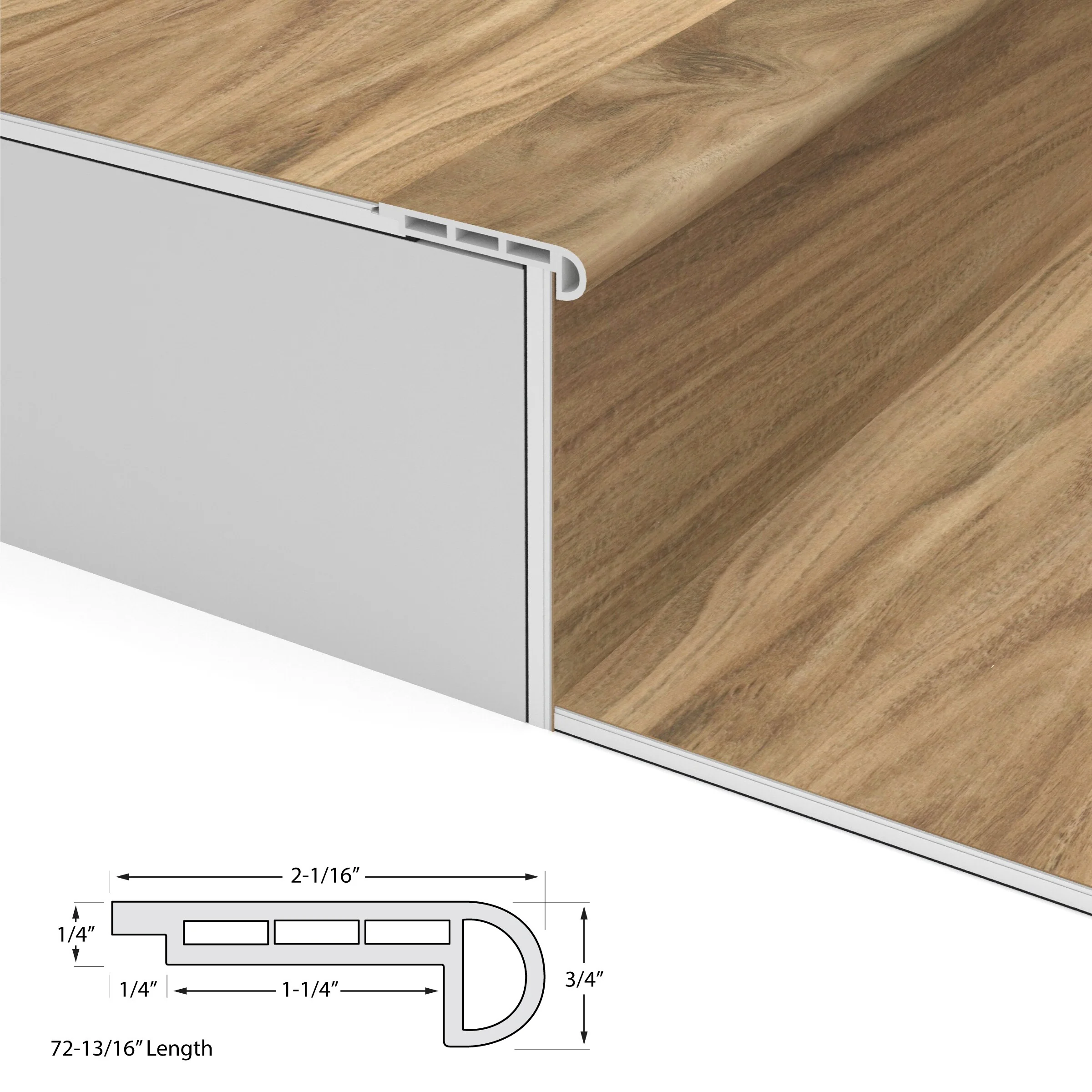 CALI Vinyl Pro with Mute Step 2.06-in x 72-in Coastal Eucalyptus Prefinished Stair Nosing - Image 3