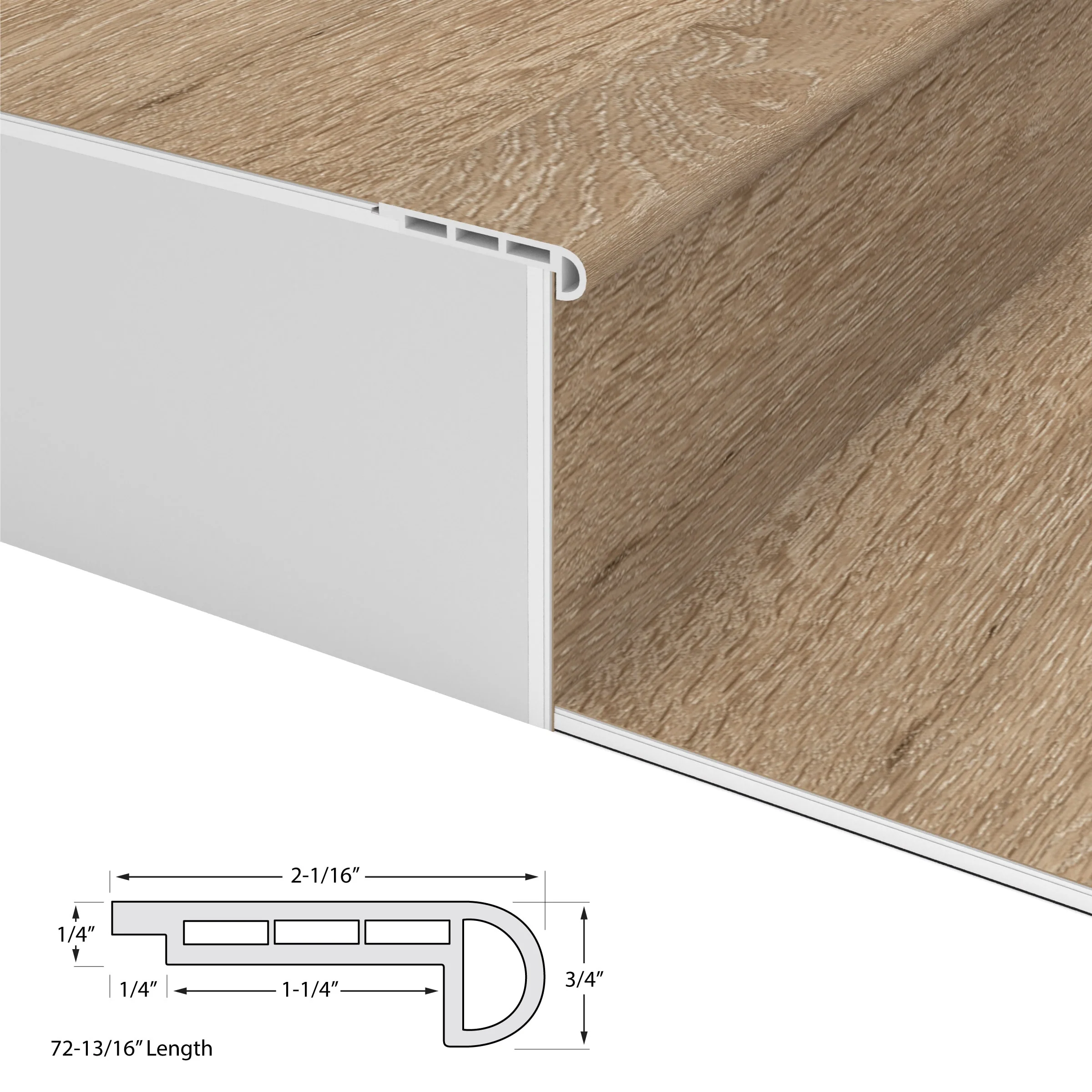 CALI Vinyl Pro with Mute Step 2.06-in x 72-in Natural Elm Prefinished Stair Nosing - Image 4