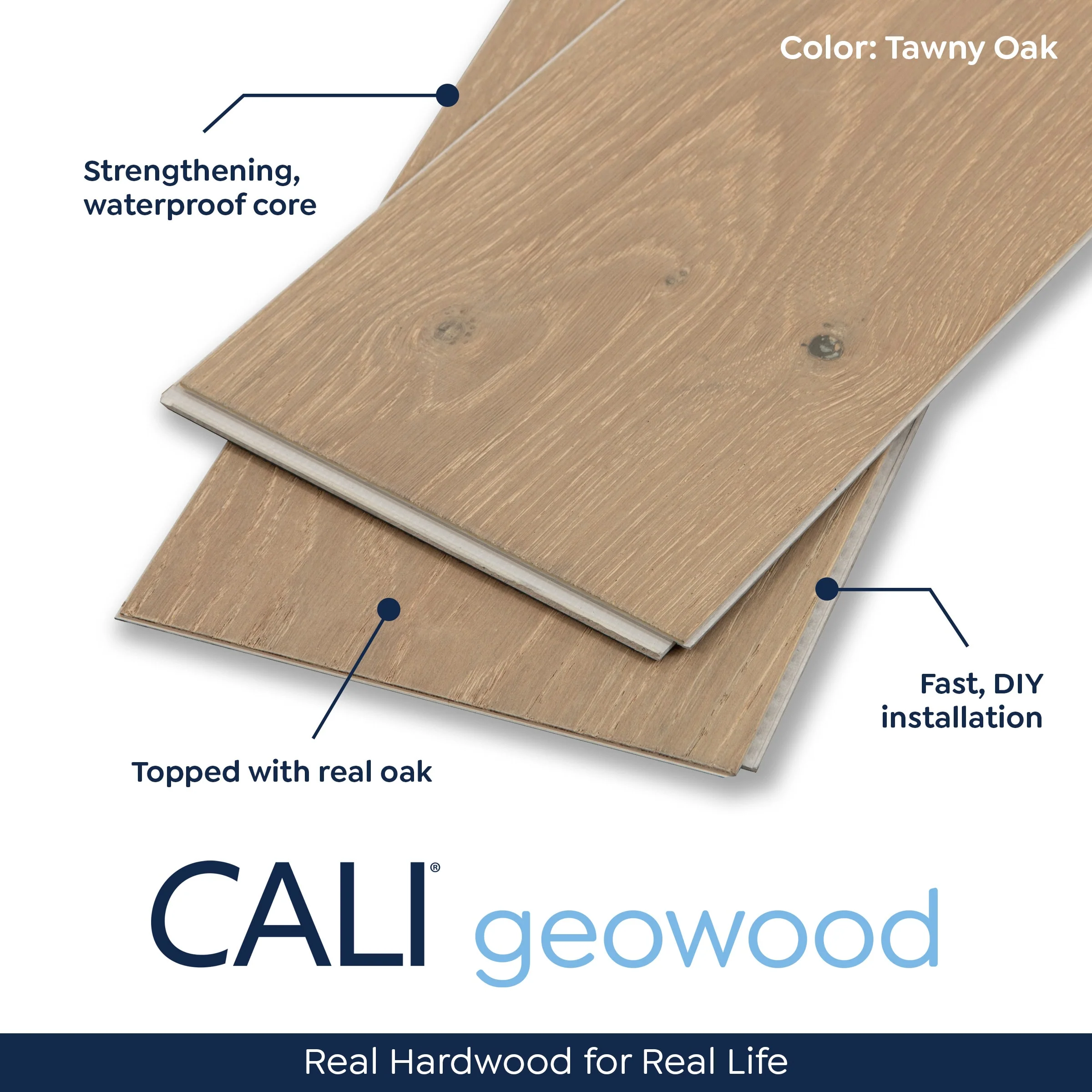 CALI Waterproof Core 7.47-in Tawny Oak Wirebrushed Engineered Hardwood Flooring (23.31-sq ft) - Image 3