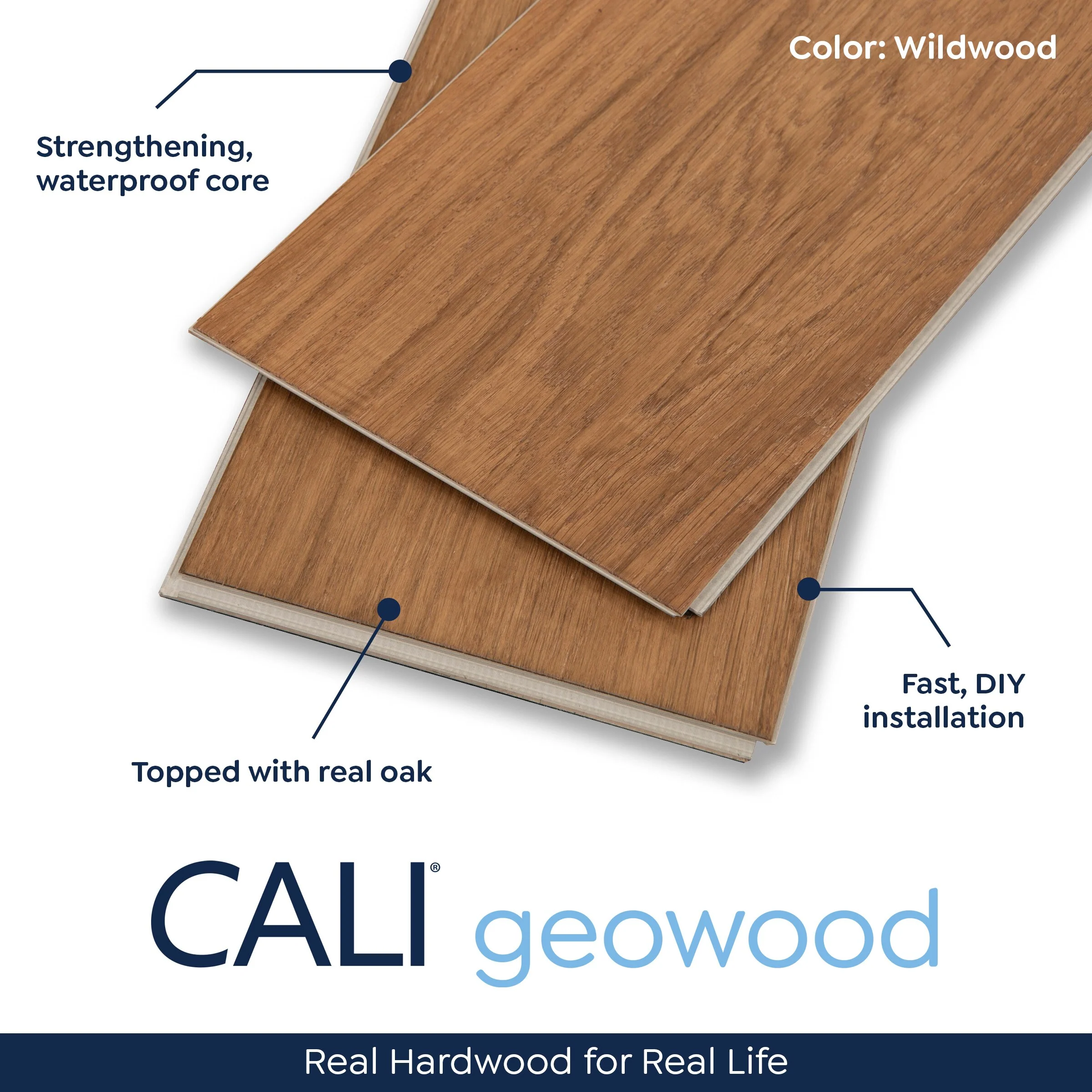 CALI Waterproof Core 7.47-in Wildwood Oak Wirebrushed Engineered Hardwood Flooring (23.31-sq ft) - Image 3