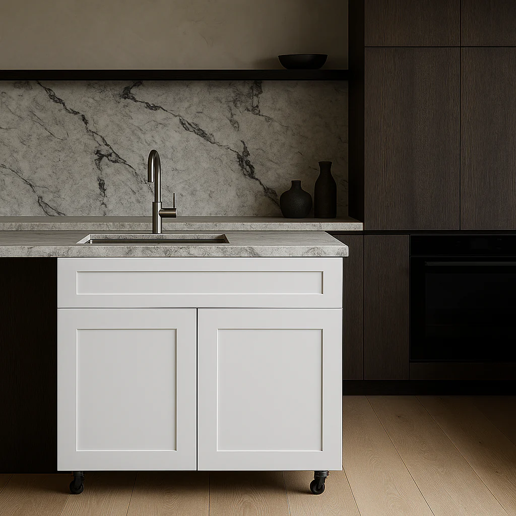 Cambridge Everest 36 in. Shaker Sink Base Kitchen Cabinet in White - Image 2