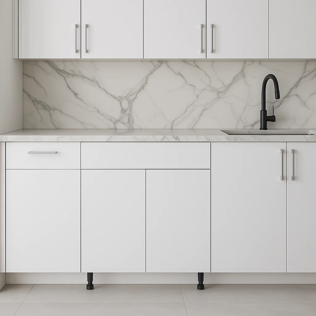 Cambridge Radiance 30 in. White Gloss Slab Base Kitchen Cabinet - Image 2