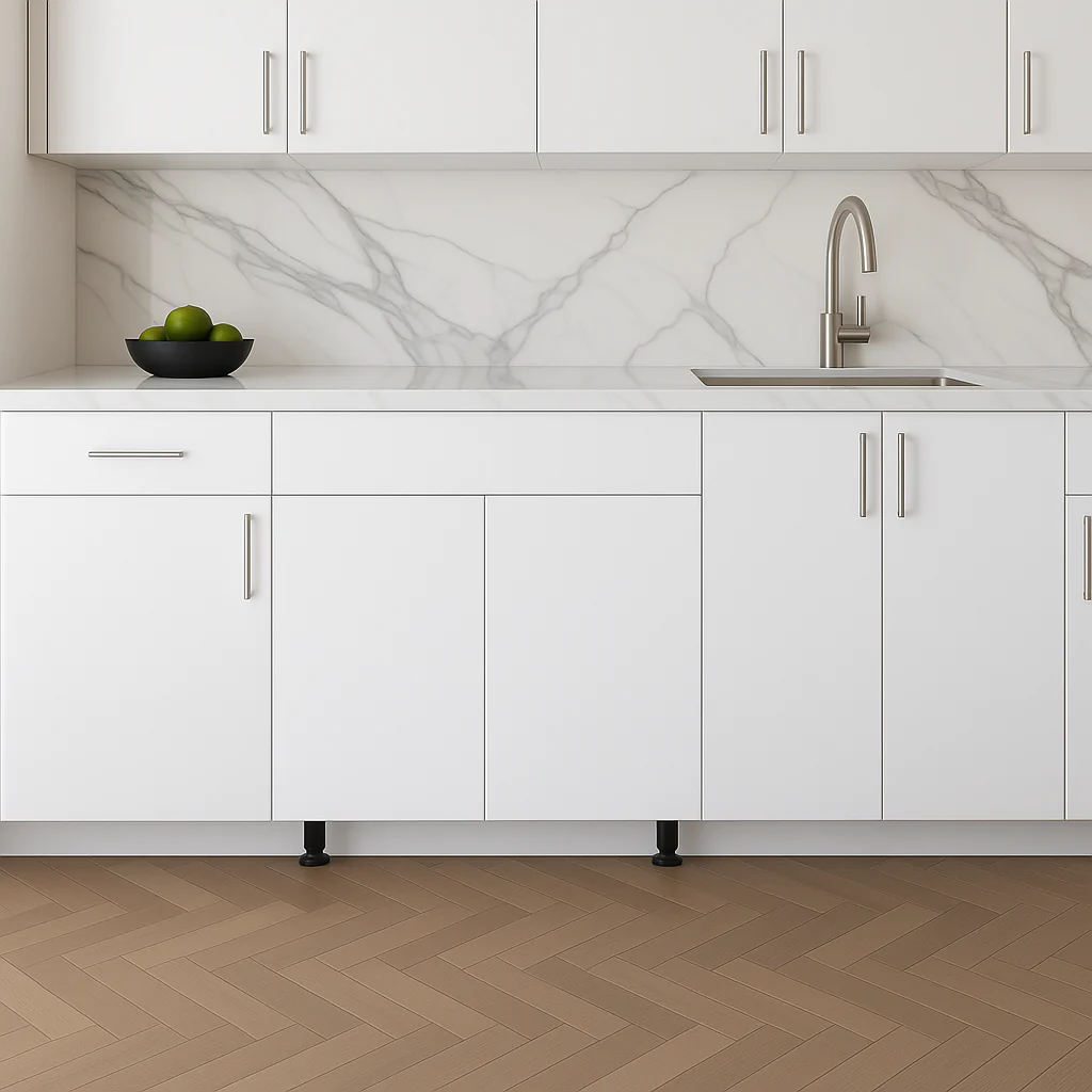 Cambridge Radiance 36 in. Ready to Assemble Slab Base Kitchen Cabinet in White Gloss - Image 2