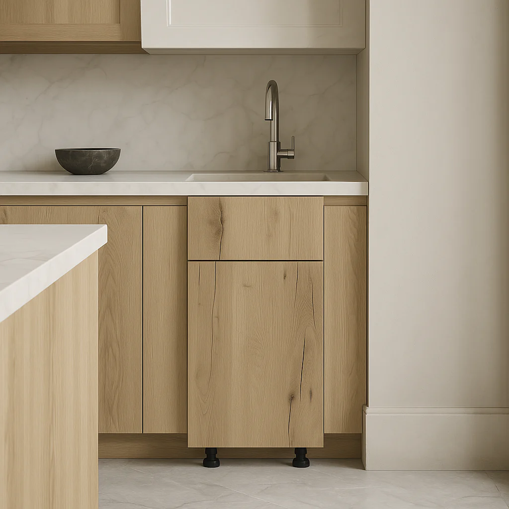 Cambridge Radiance Ready to Assemble Slab Base Kitchen Cabinet, Light Oak - Image 4